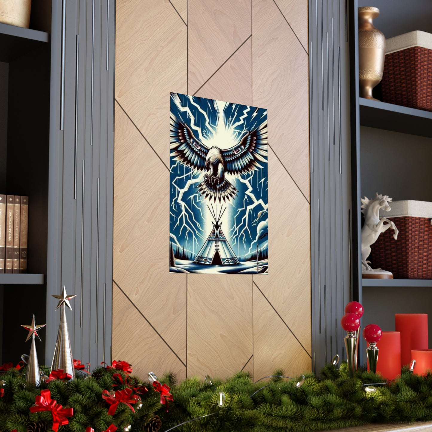 Eagle over teepee Matte Vertical Posters