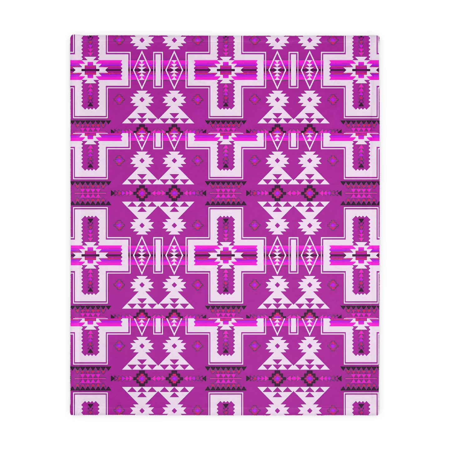 Turquoise/purple Native print Velveteen Microfiber Blanket (Two-sided print)