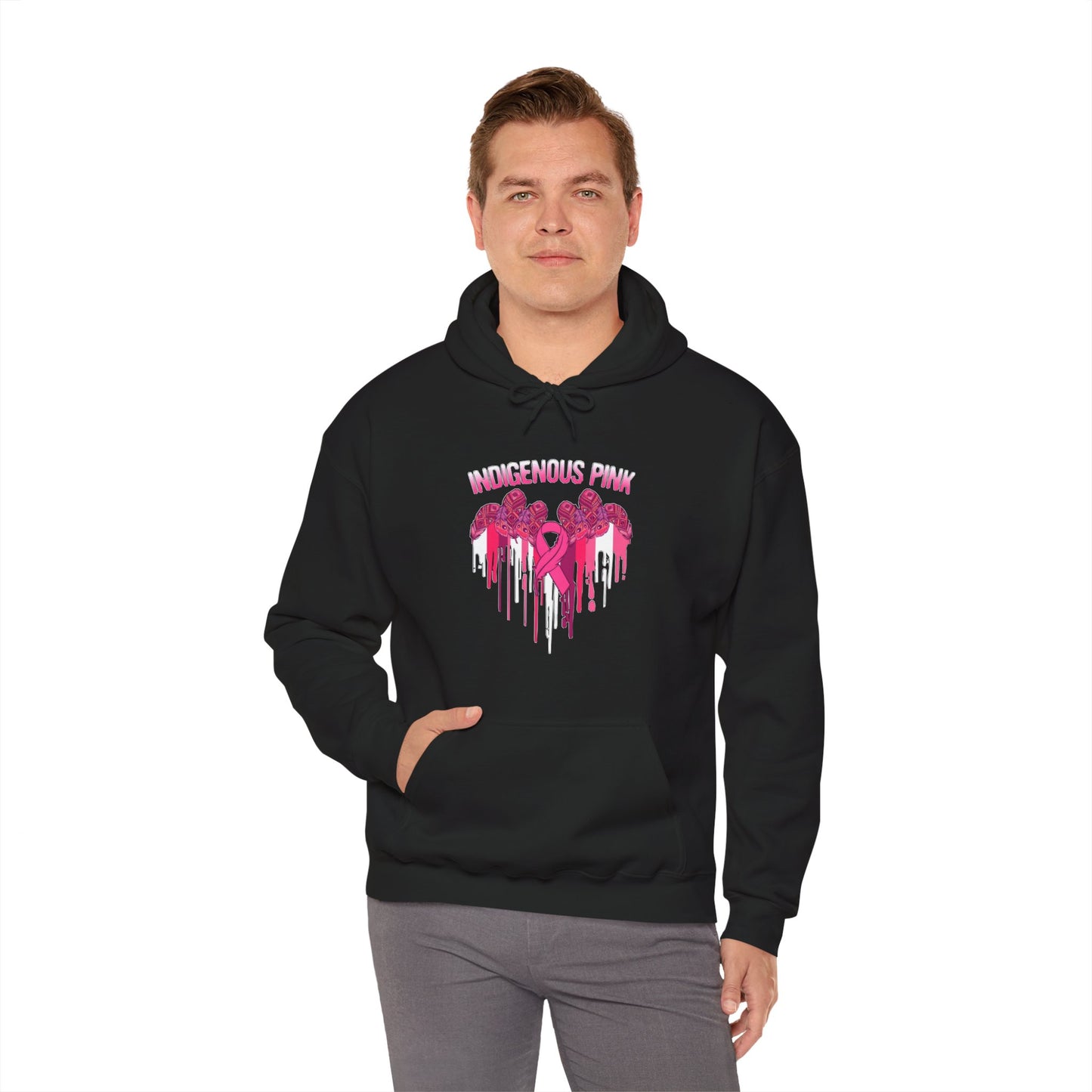 Indigenous Pink Unisex Heavy Blend™ Hooded Sweatshirt, Streetwear Hoodie, Casual Pullover, Gift for Her, Trendy Winter Clothing, Fashionable Layer