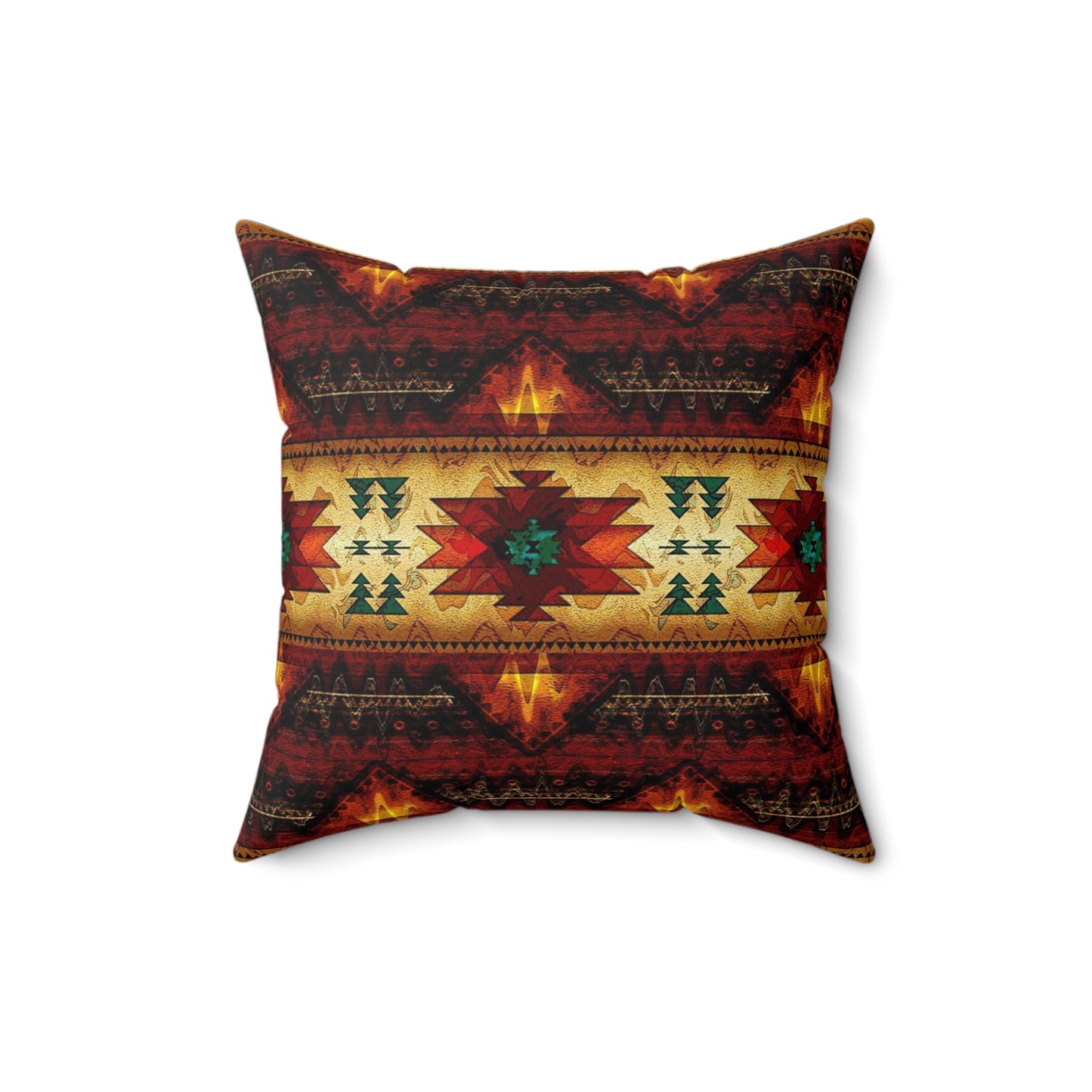 Spun indigenous print Polyester Square Pillow