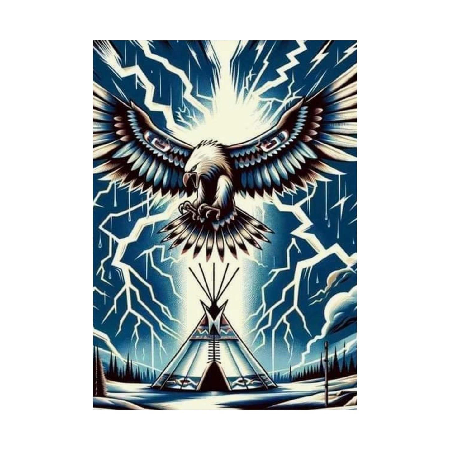 Eagle over teepee Matte Vertical Posters