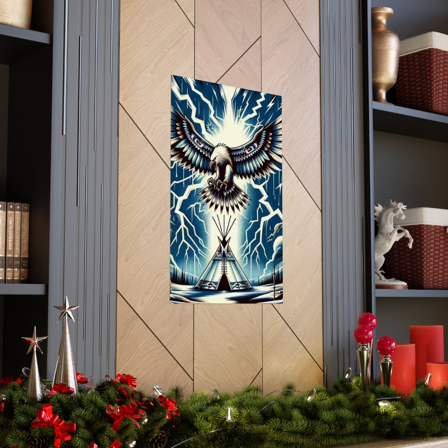 Eagle over teepee Matte Vertical Posters