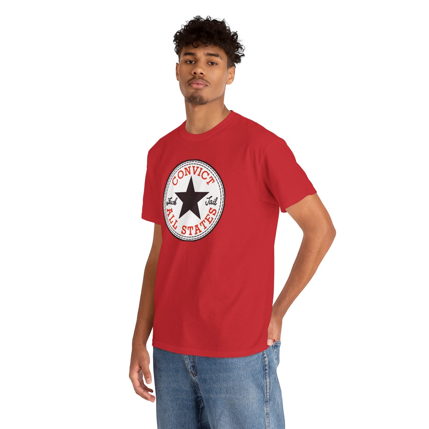 Convict All States Unisex Heavy Cotton Tee - Casualwear, Street Style, Gift for Him/Her, Retro Vintage Shirt, Fun Graphic Tee