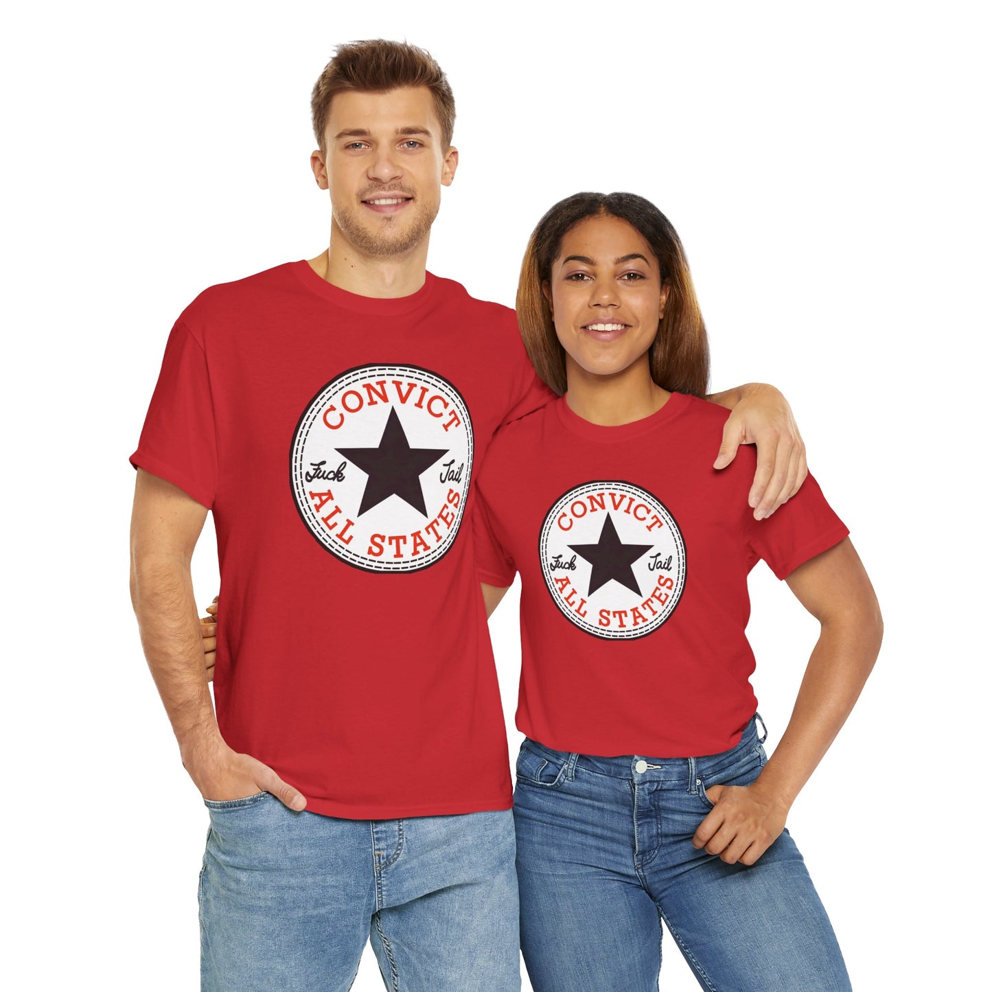 Convict All States Unisex Heavy Cotton Tee - Casualwear, Street Style, Gift for Him/Her, Retro Vintage Shirt, Fun Graphic Tee