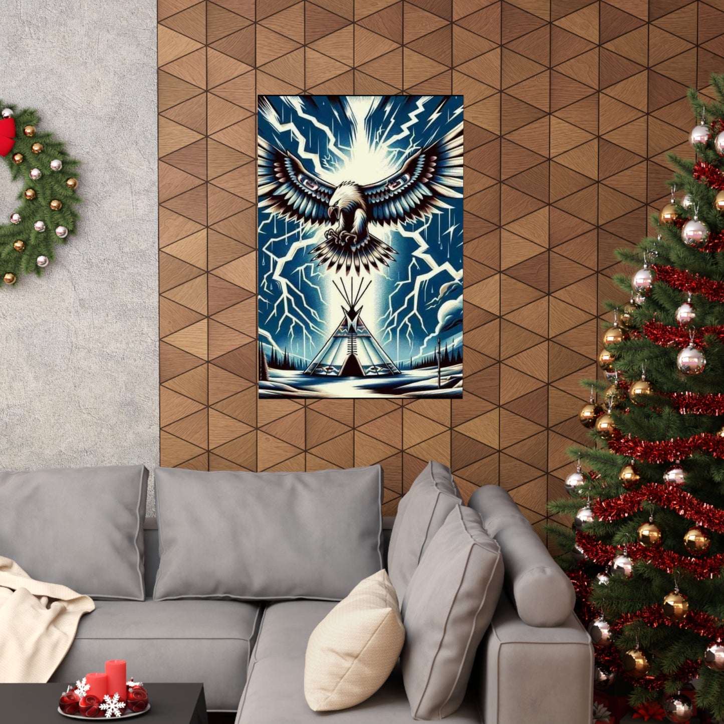 Eagle over teepee Matte Vertical Posters