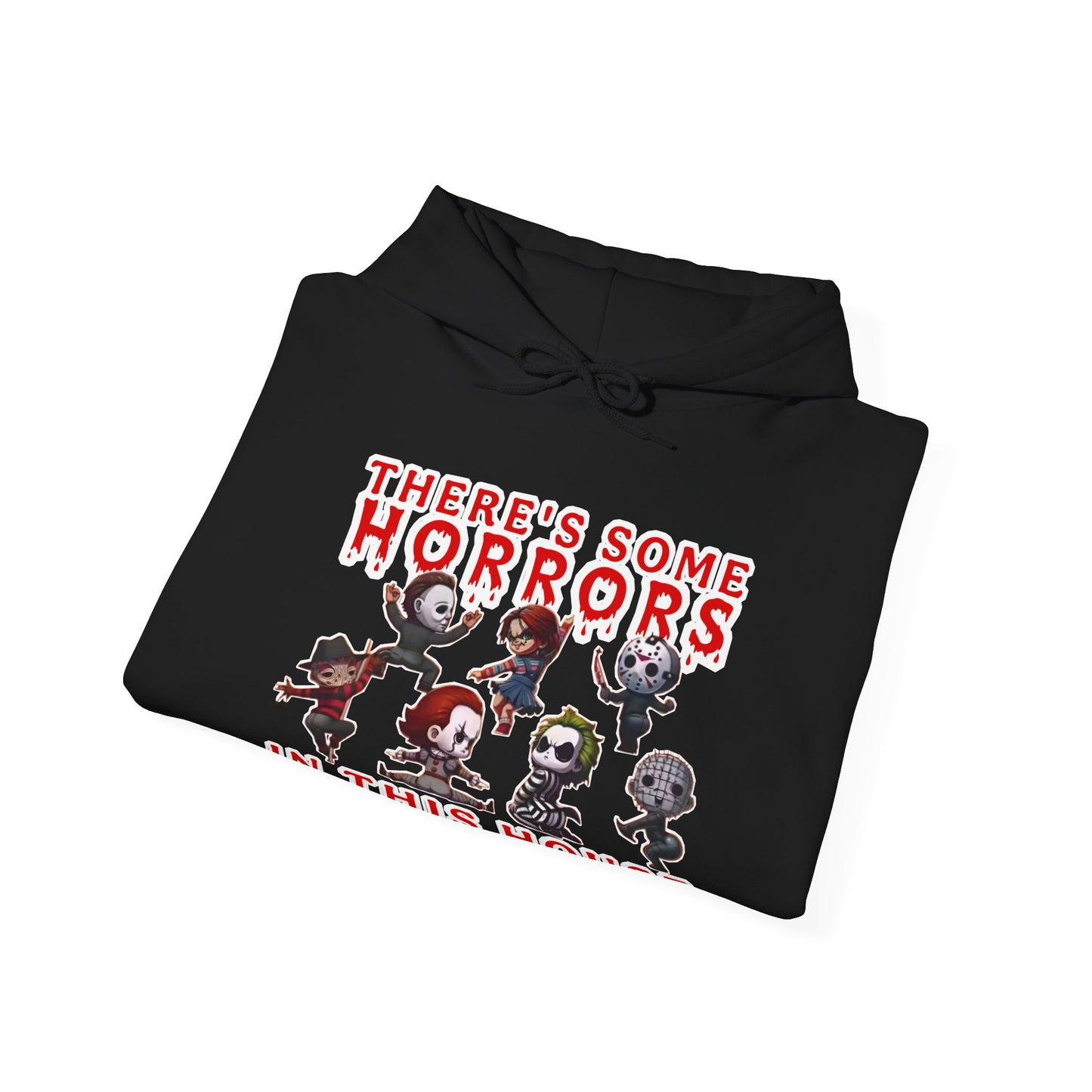 There's some horrors in this house Unisex Hoodie: Perfect for Fans of Spooky Vibes, Halloween, and Cozy Nights, Gifts for Horror Lovers, Fun Apparel