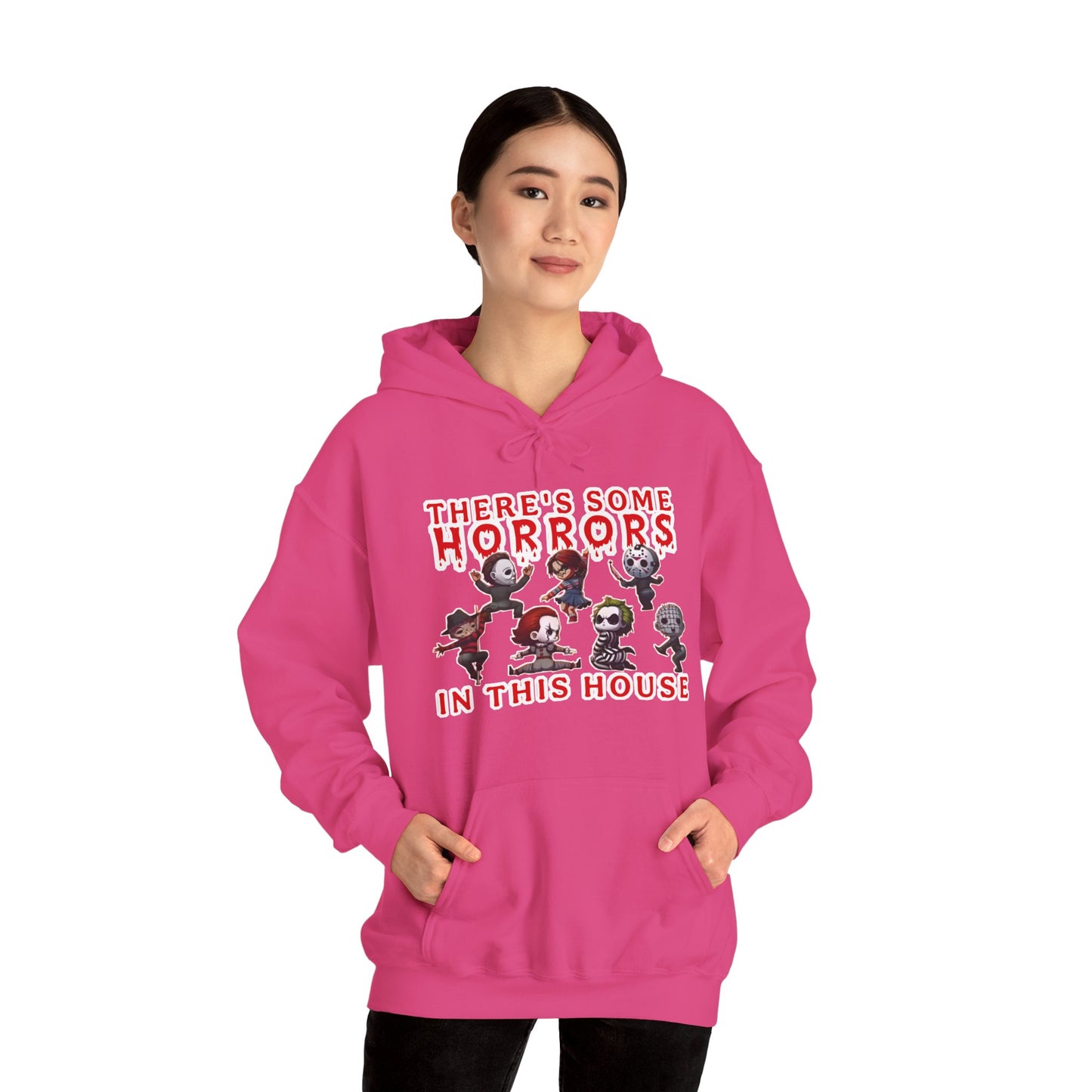 There's some horrors in this house Unisex Hoodie: Perfect for Fans of Spooky Vibes, Halloween, and Cozy Nights, Gifts for Horror Lovers, Fun Apparel