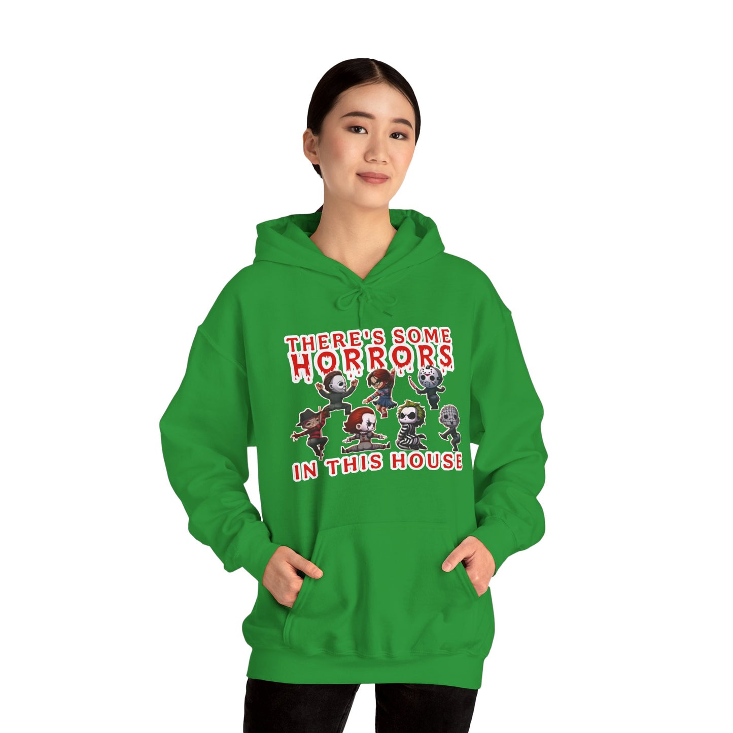 There's some horrors in this house Unisex Hoodie: Perfect for Fans of Spooky Vibes, Halloween, and Cozy Nights, Gifts for Horror Lovers, Fun Apparel