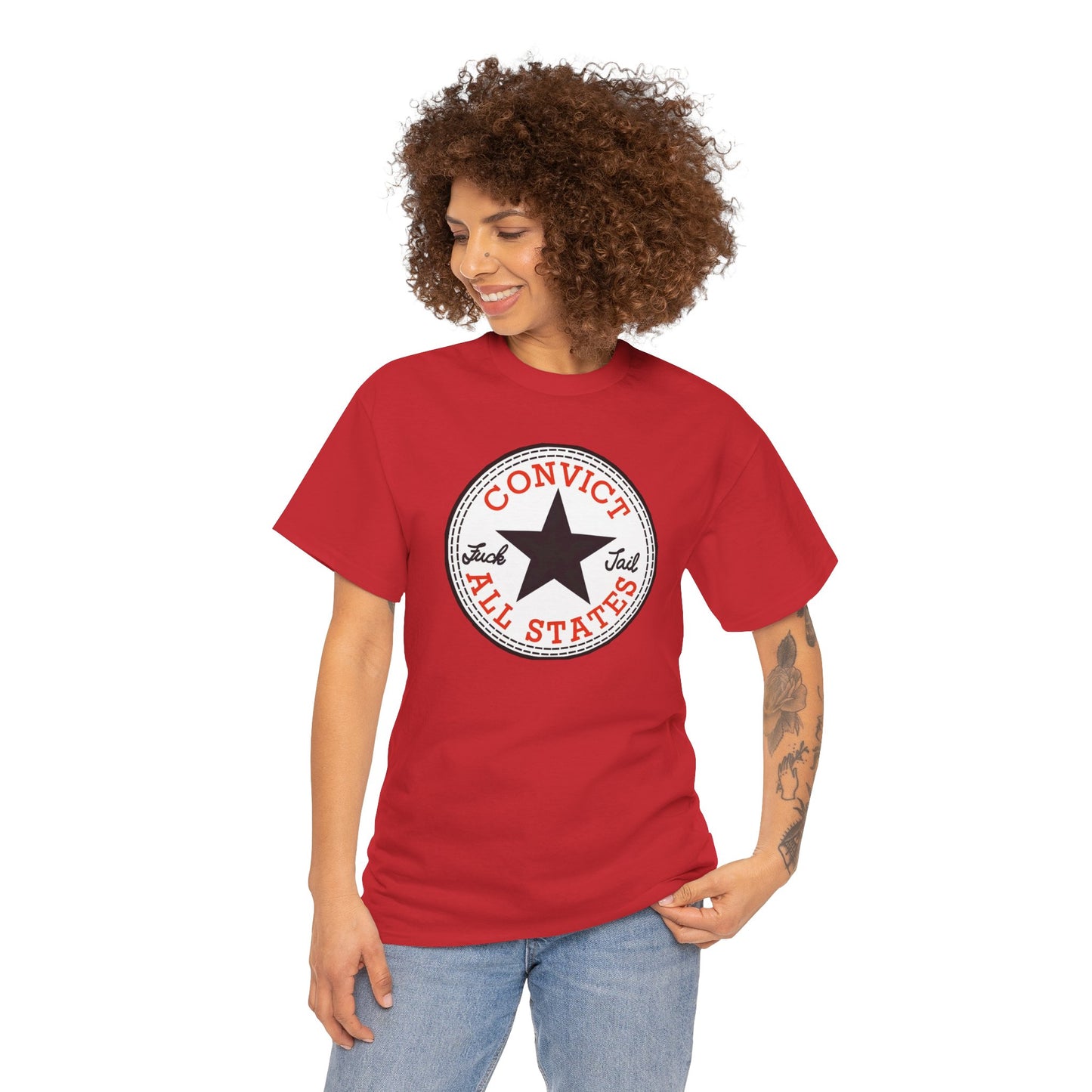 Convict All States Unisex Heavy Cotton Tee - Casualwear, Street Style, Gift for Him/Her, Retro Vintage Shirt, Fun Graphic Tee