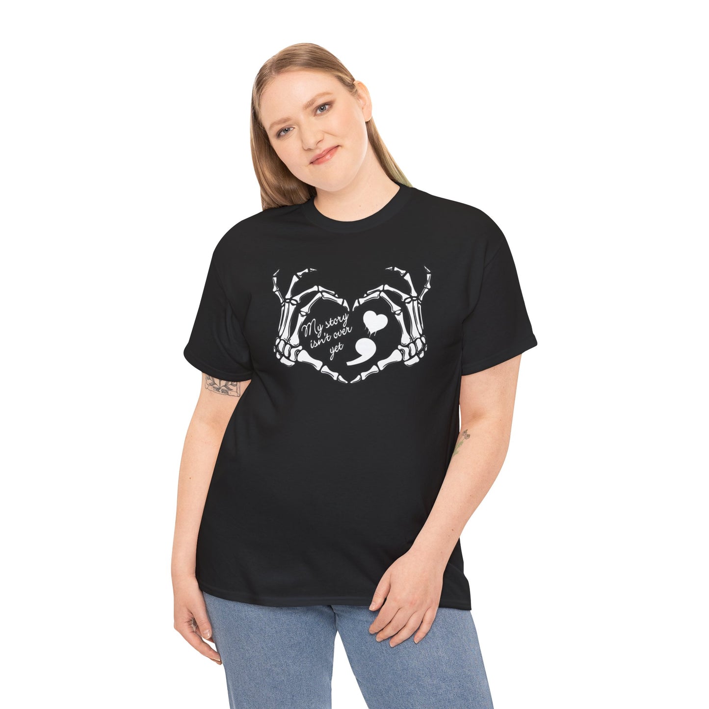 My story isn't over yet Unisex Heavy Cotton Tee | Suicide Awareness, Casual, Streetwear, Emo Fashion, Unique Graphic Tee,