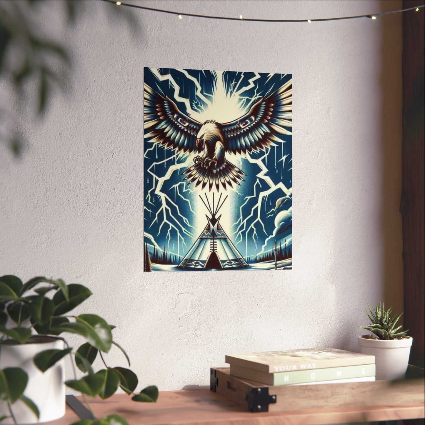 Eagle over teepee Matte Vertical Posters