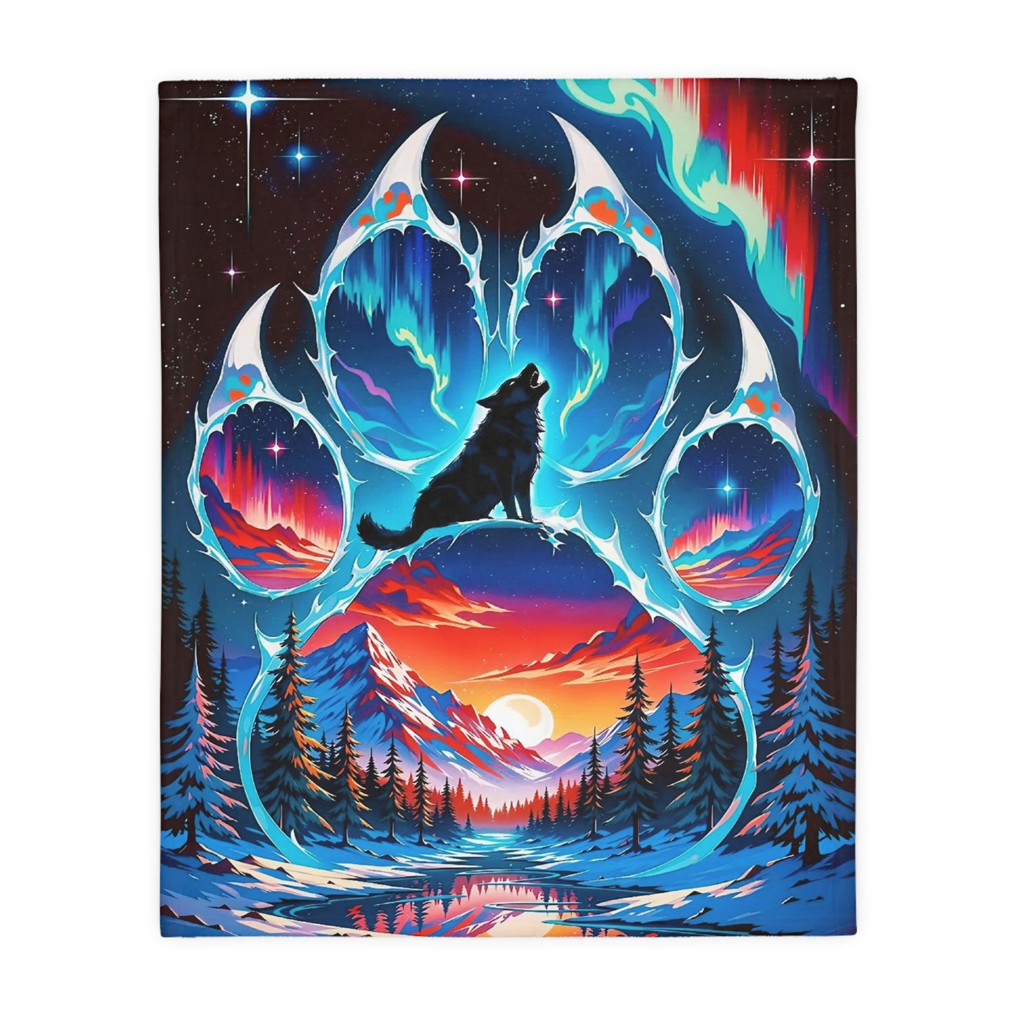 Cozy Wolf Paw Print Blanket - Perfect for Nature Lovers, Gifts for Men & Women, Warm Throw for Winter, Adventure Decor, Camping Accessories