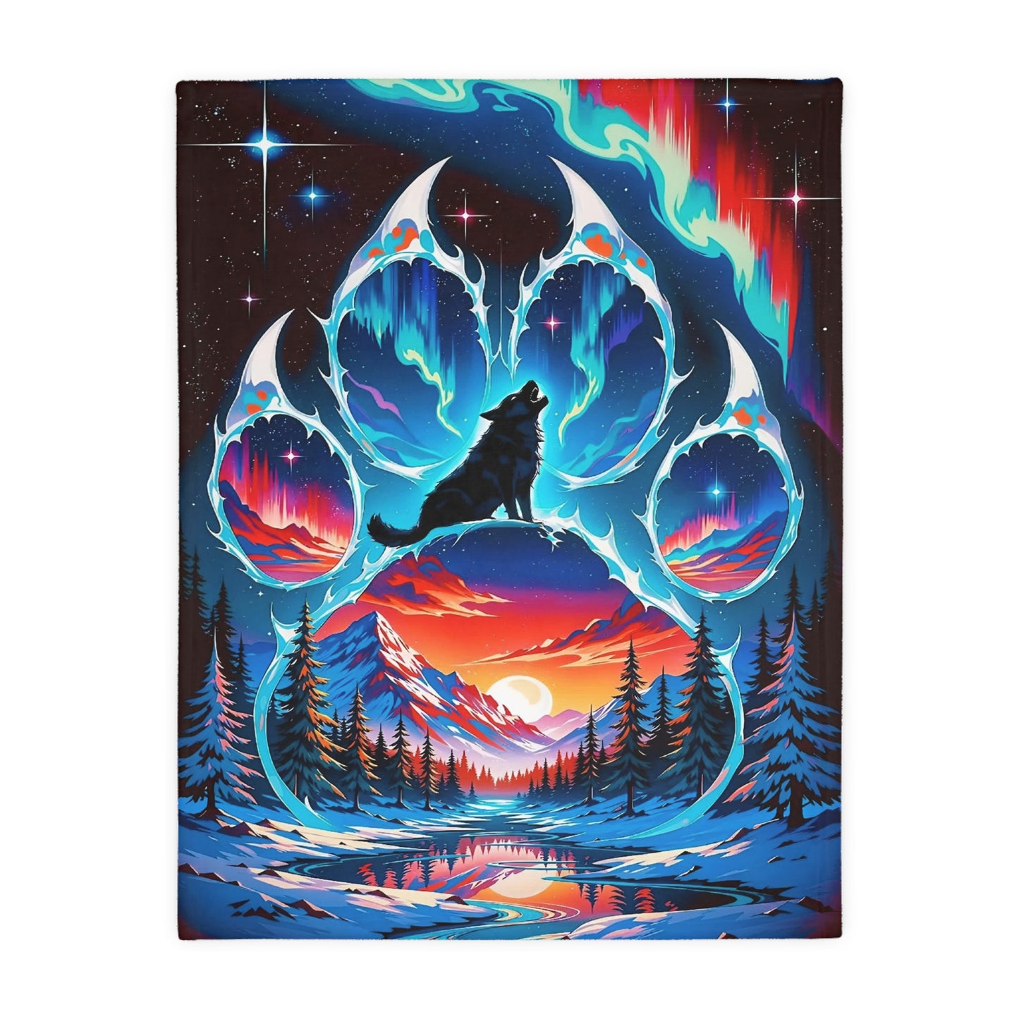 Cozy Wolf Paw Print Blanket - Perfect for Nature Lovers, Gifts for Men & Women, Warm Throw for Winter, Adventure Decor, Camping Accessories