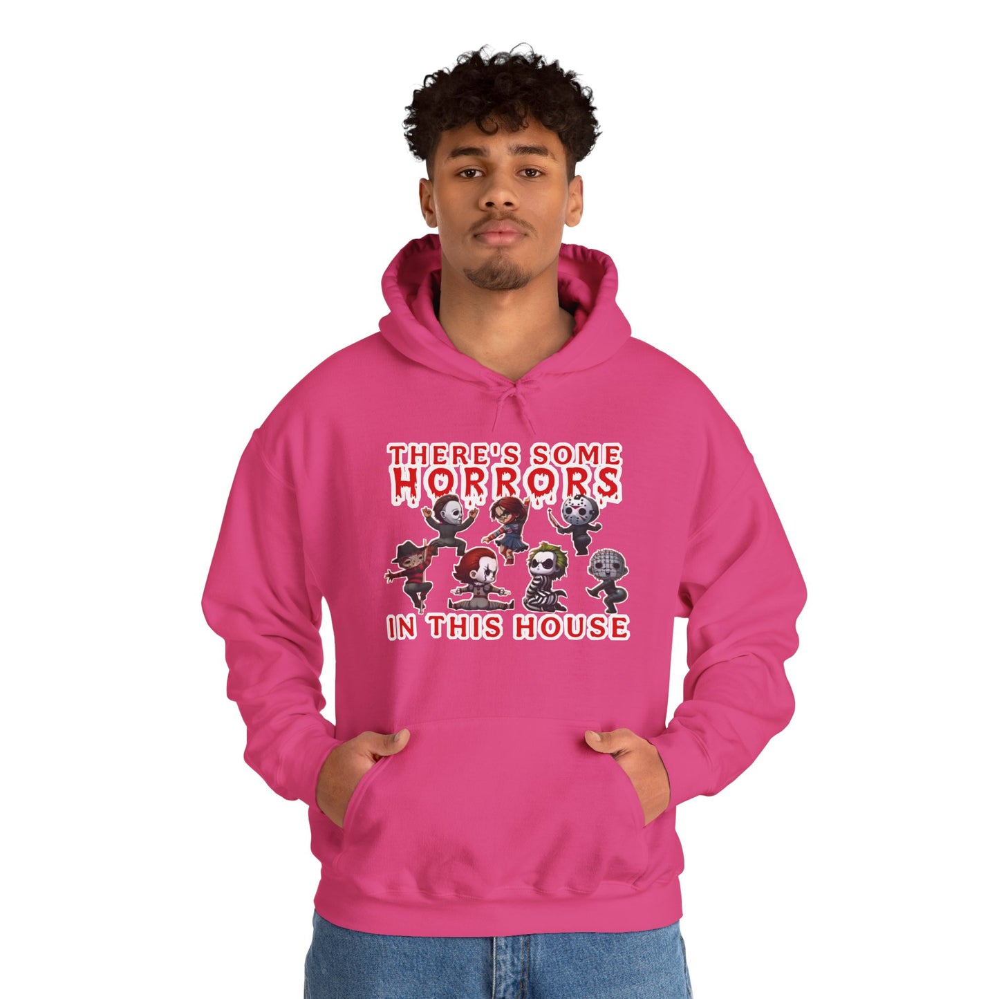 There's some horrors in this house Unisex Hoodie: Perfect for Fans of Spooky Vibes, Halloween, and Cozy Nights, Gifts for Horror Lovers, Fun Apparel