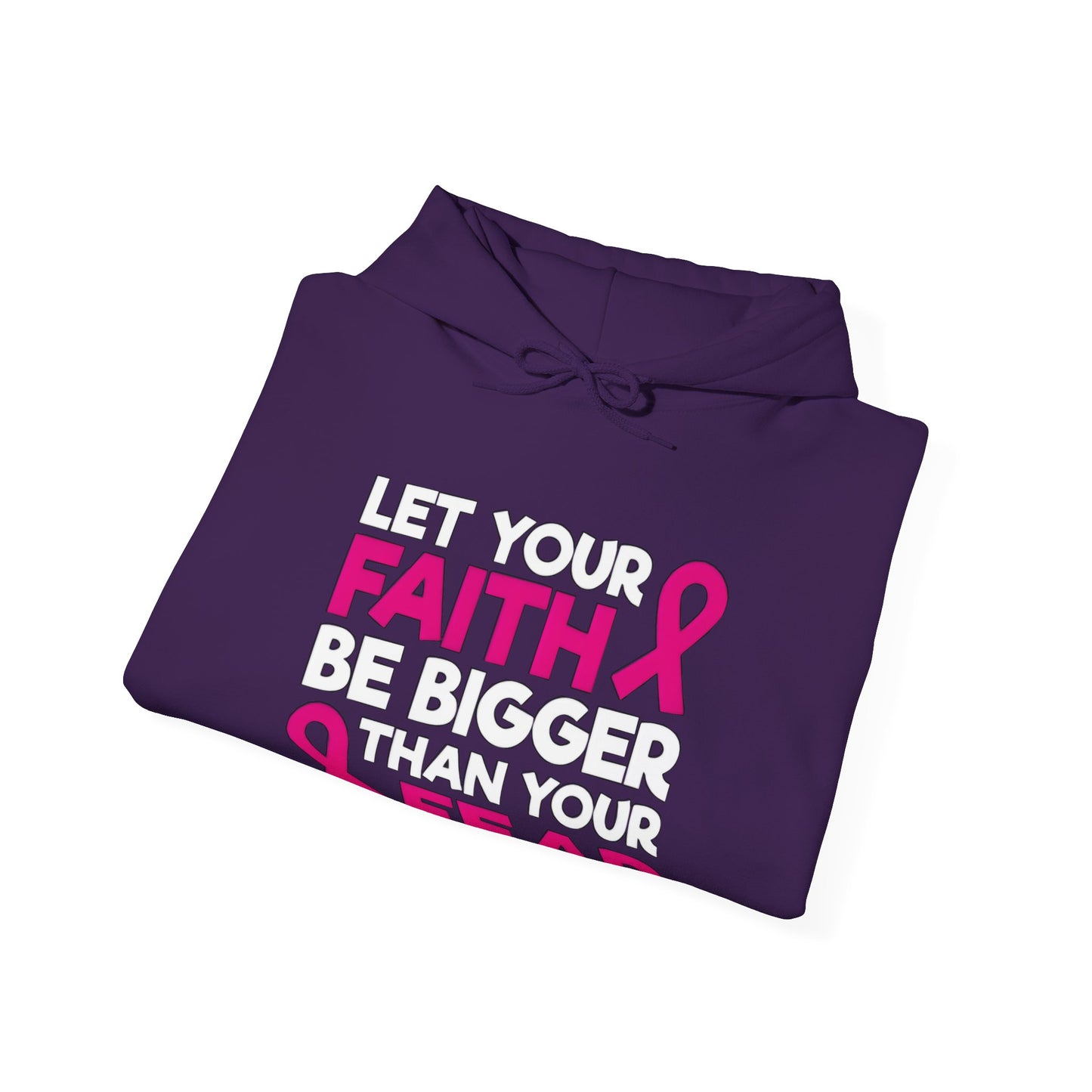 Pink Ribbon Faith Hooded Sweatshirt - Inspirational Gift for Breast Cancer Awareness, Cozy Fashion, Everyday Wear, Supportive Message