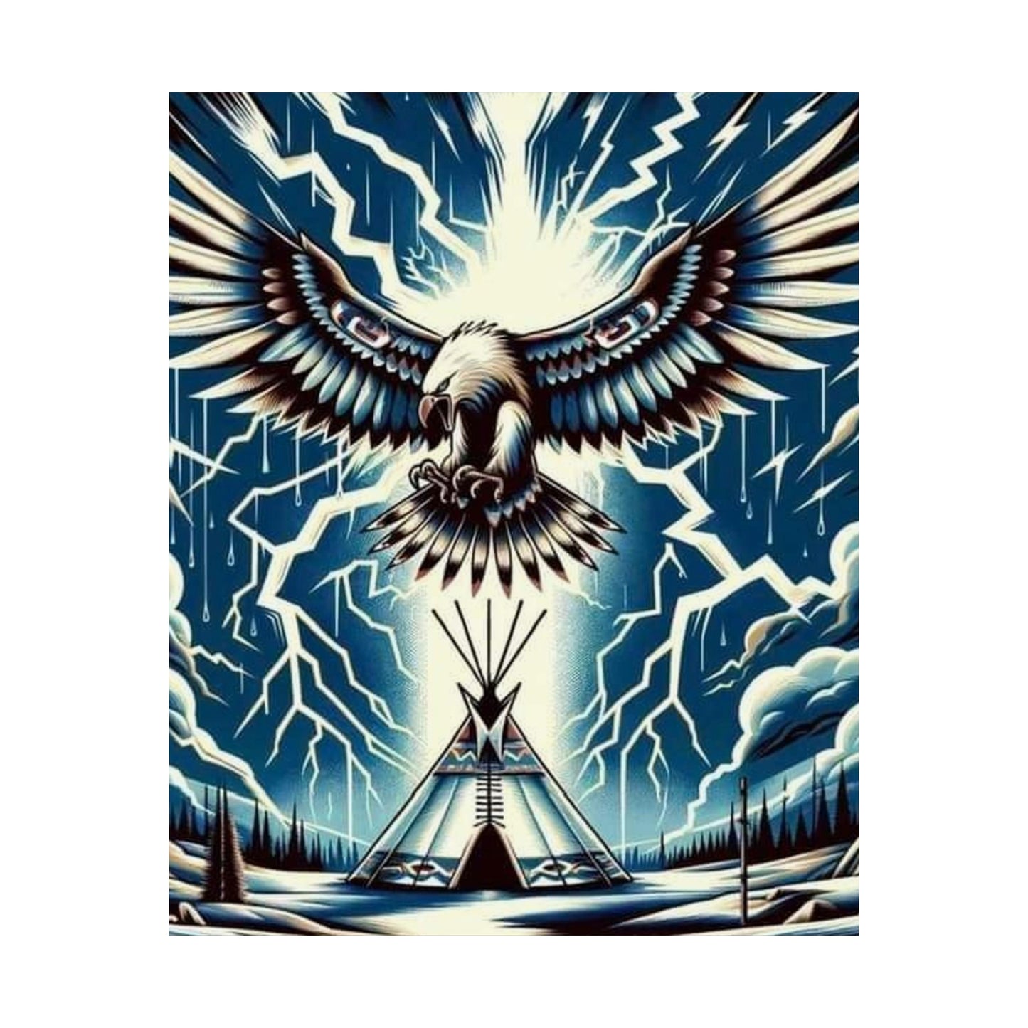 Eagle over teepee Matte Vertical Posters
