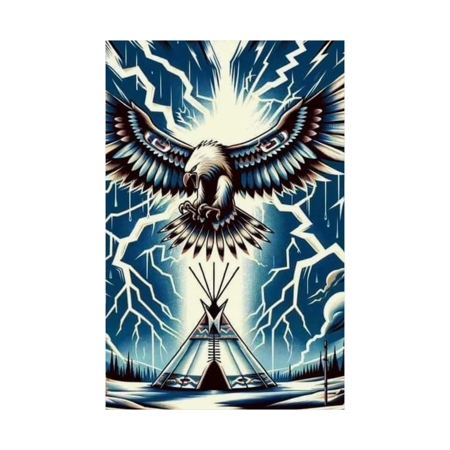 Eagle over teepee Matte Vertical Posters
