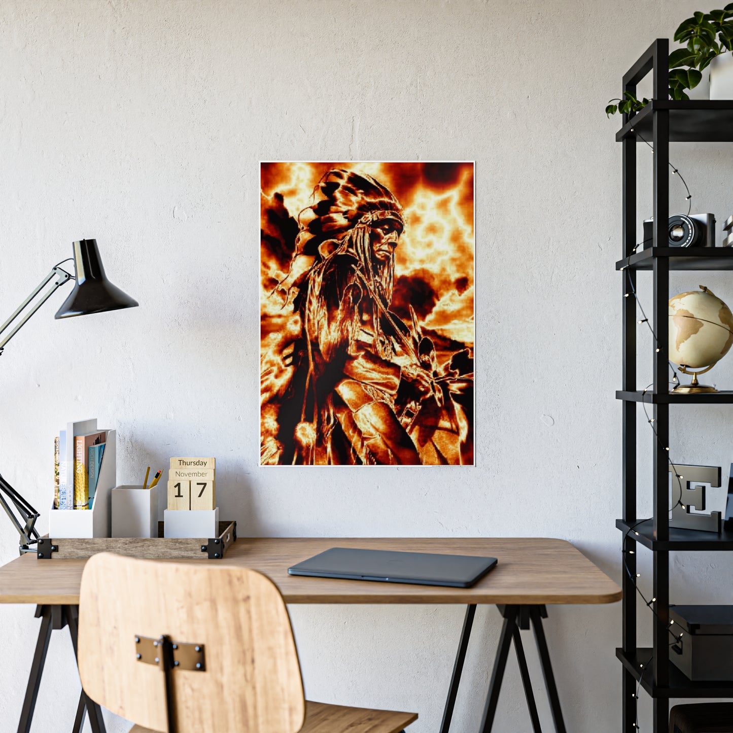 Chief in the fire sky Gloss Posters