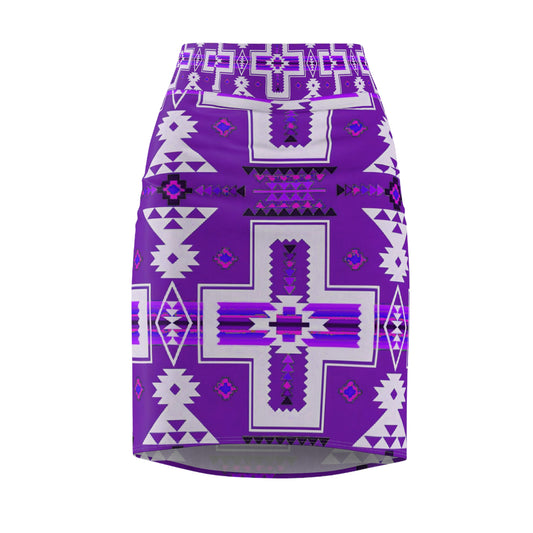 Purple native print Women's Pencil Skirt (AOP)