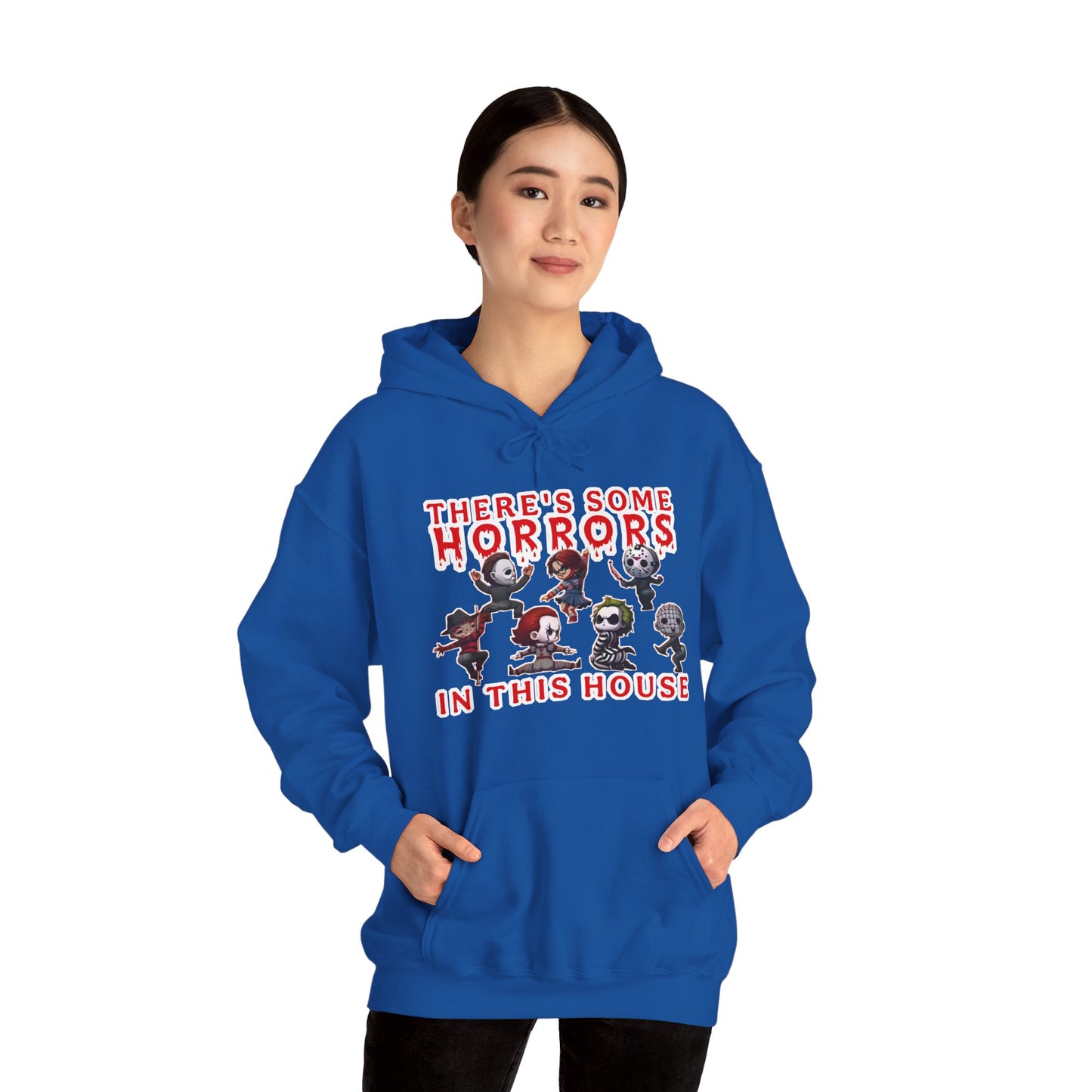 There's some horrors in this house Unisex Hoodie: Perfect for Fans of Spooky Vibes, Halloween, and Cozy Nights, Gifts for Horror Lovers, Fun Apparel
