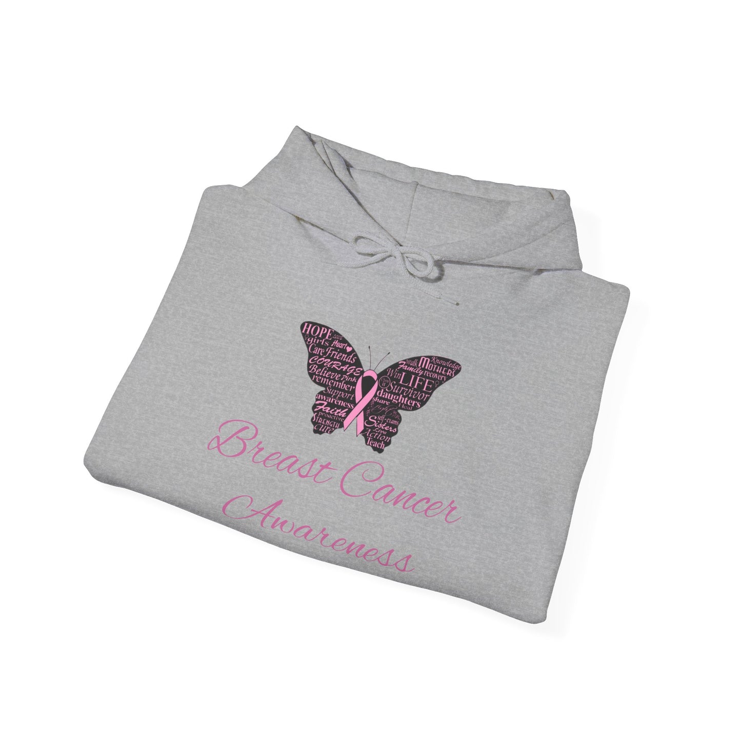 Breast Cancer Awareness Butterfly Hooded Sweatshirt