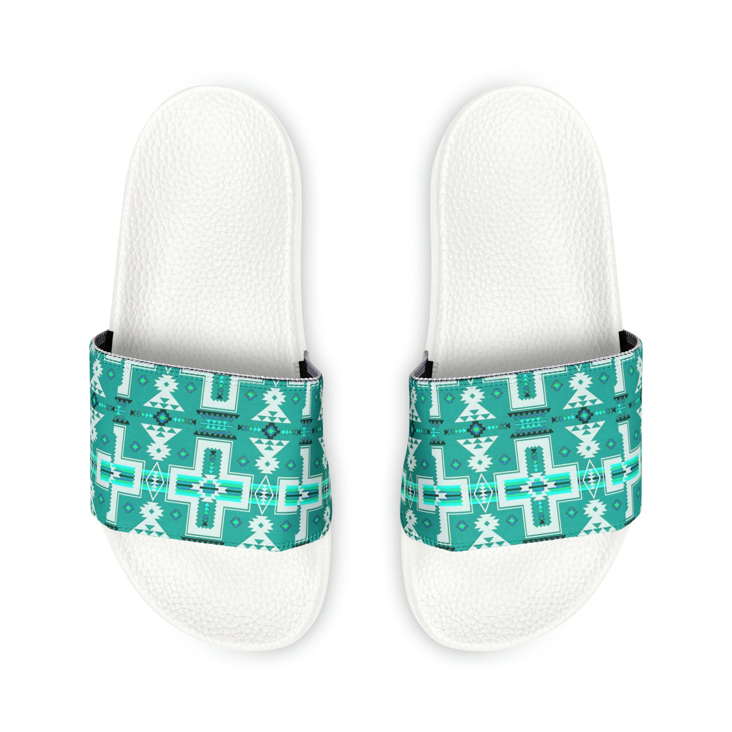 Turquoise native print Women's PU Slide Sandals