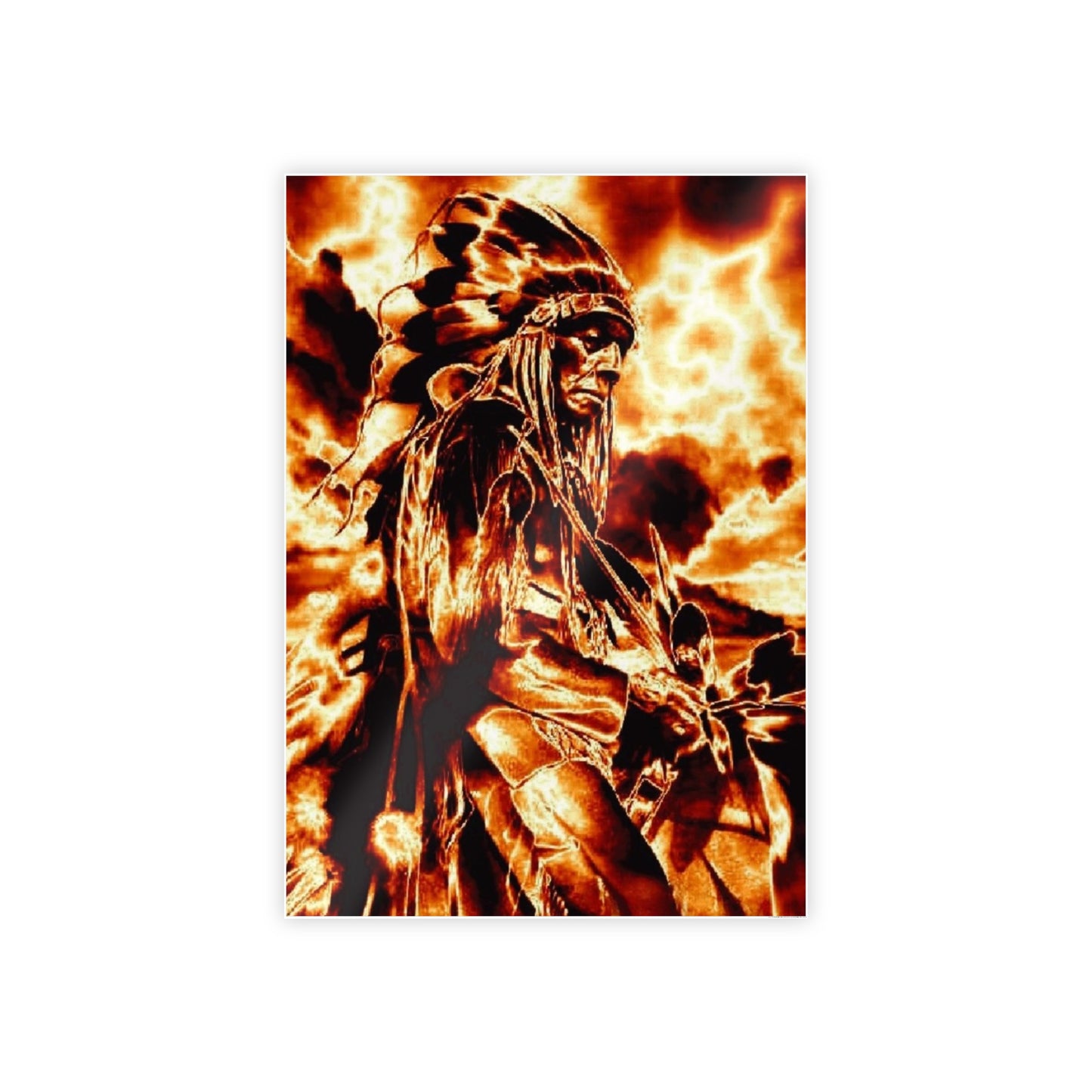 Chief in the fire sky Gloss Posters