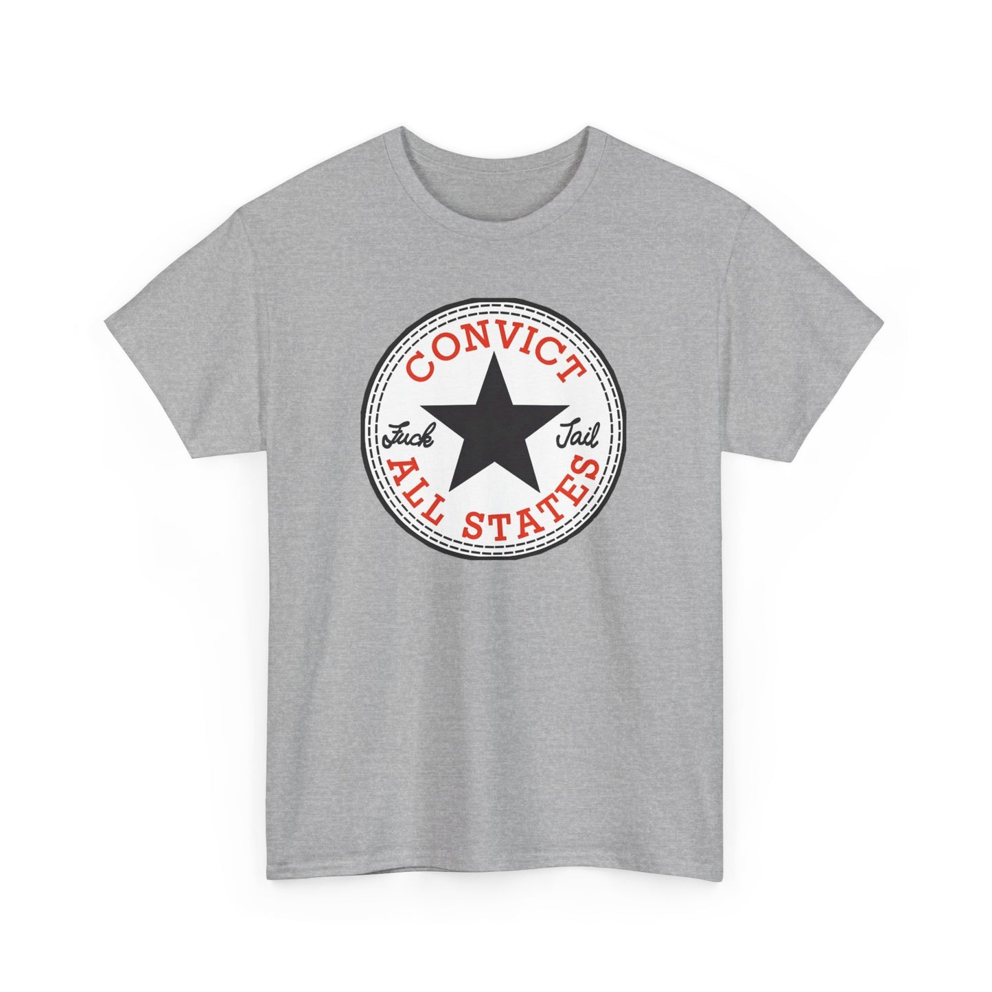 Convict All States Unisex Heavy Cotton Tee - Casualwear, Street Style, Gift for Him/Her, Retro Vintage Shirt, Fun Graphic Tee
