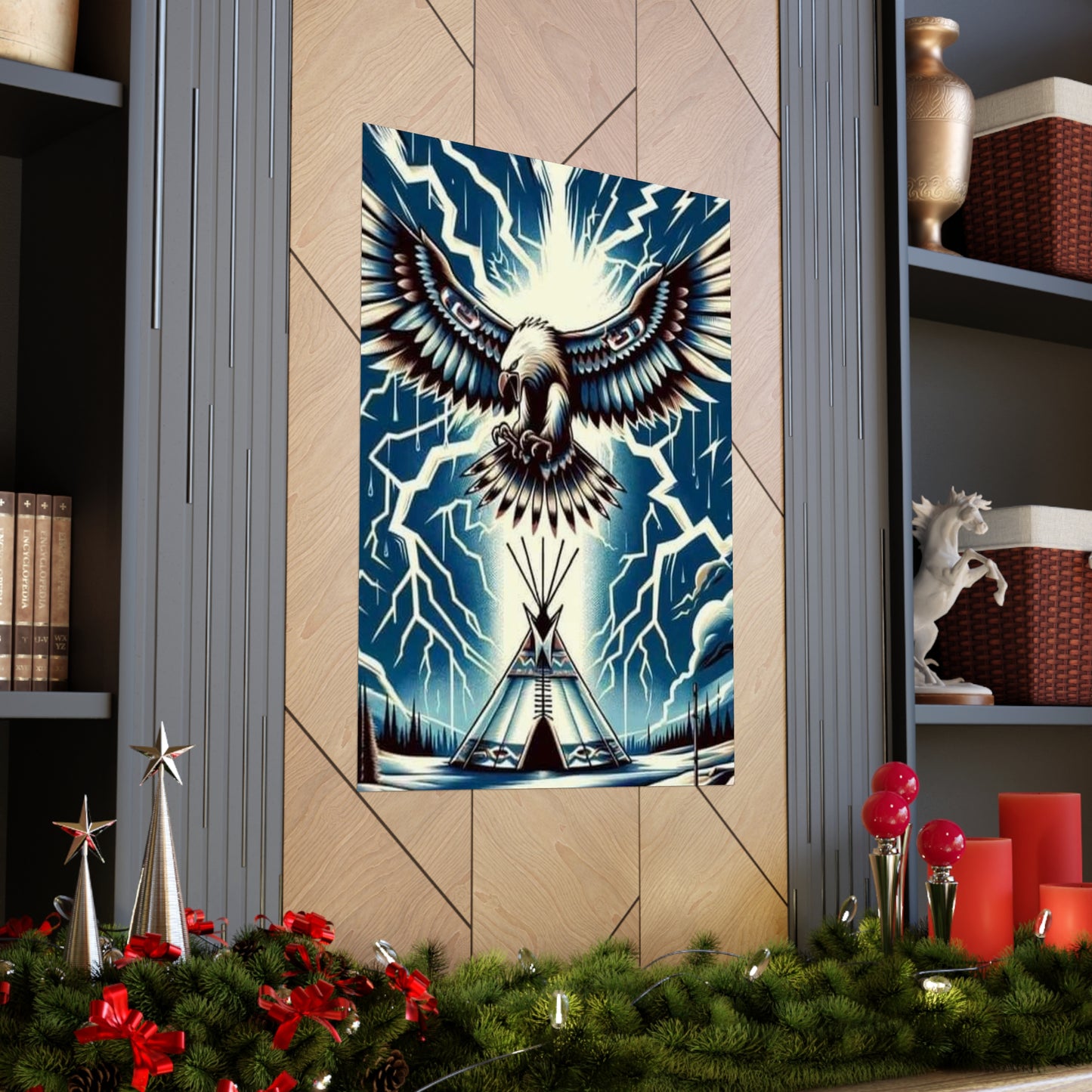 Eagle over teepee Matte Vertical Posters