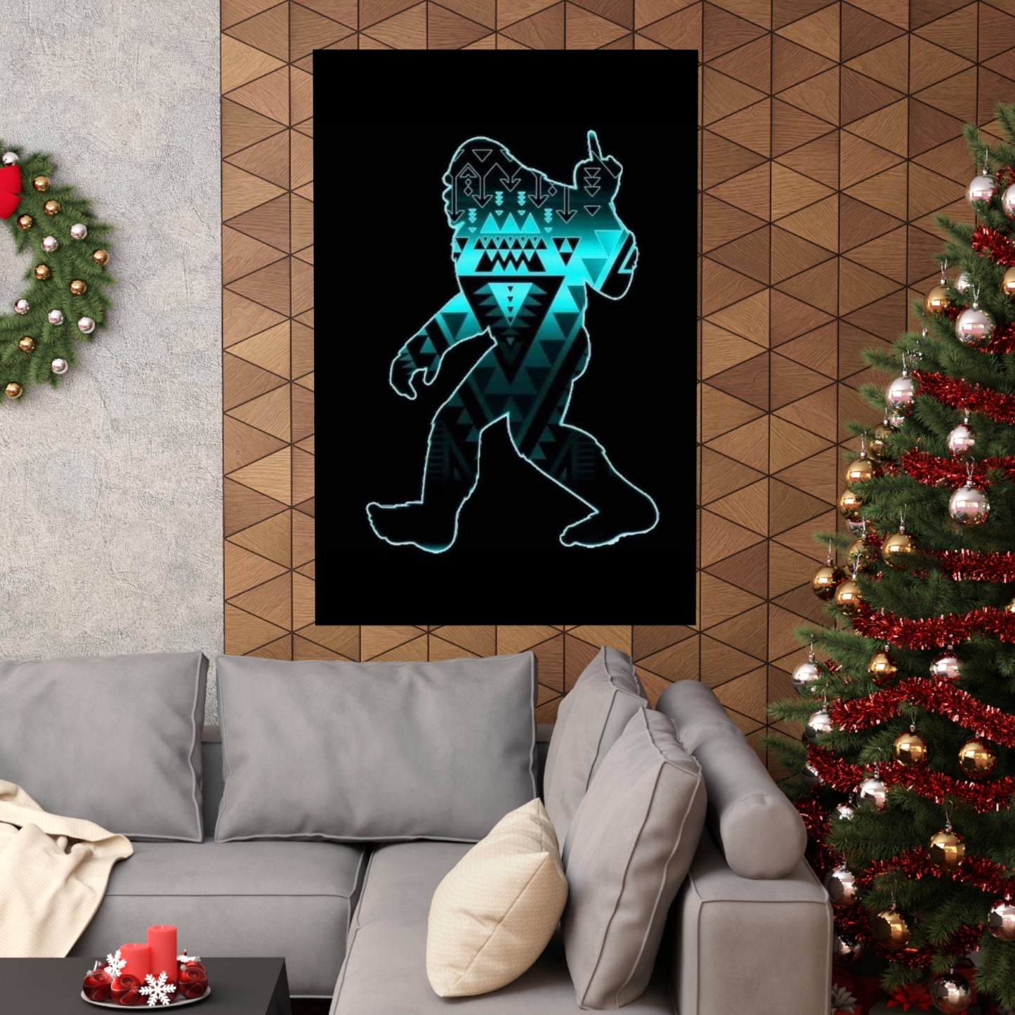 Sasquatch flipping the bird Matte Vertical Posters