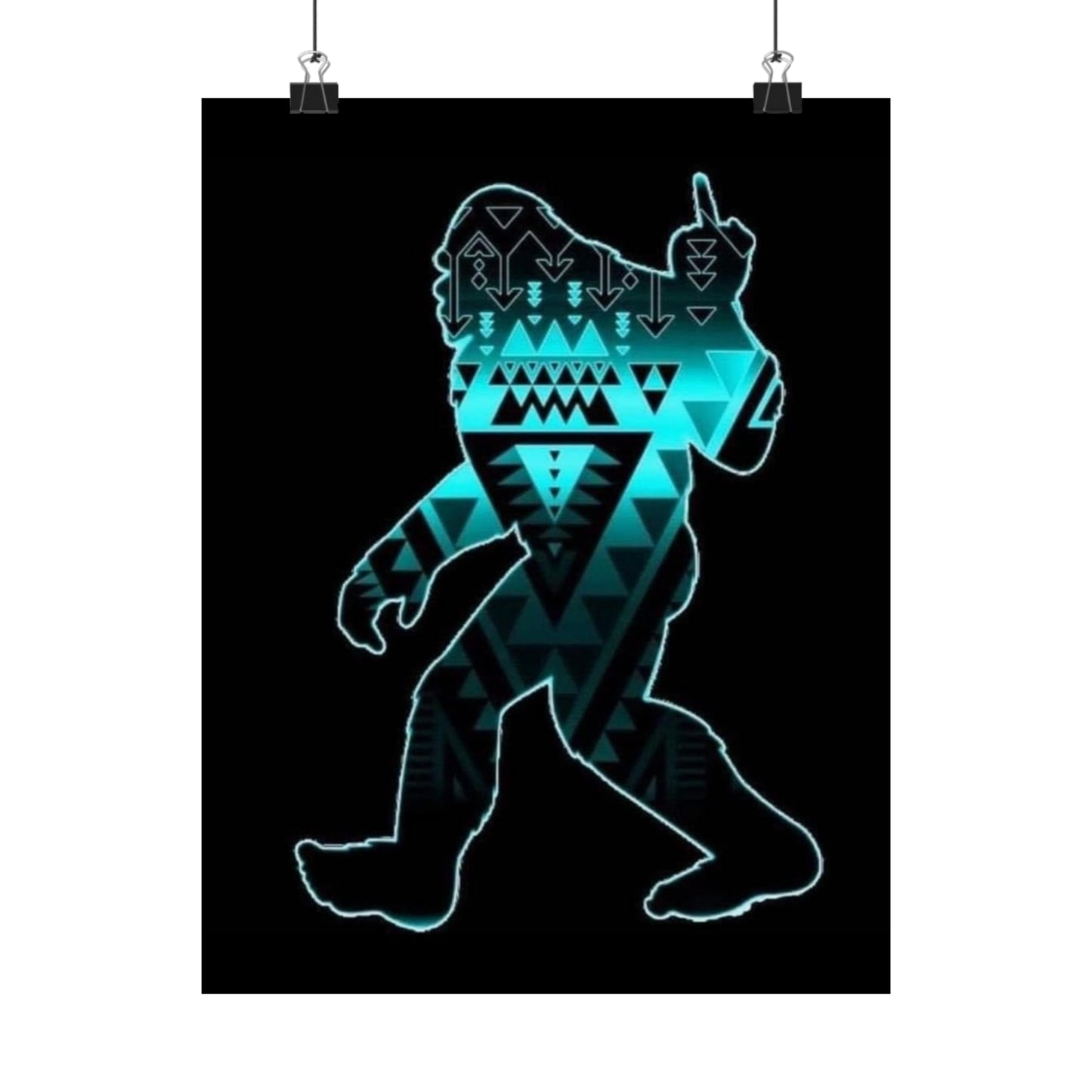 Sasquatch flipping the bird Matte Vertical Posters