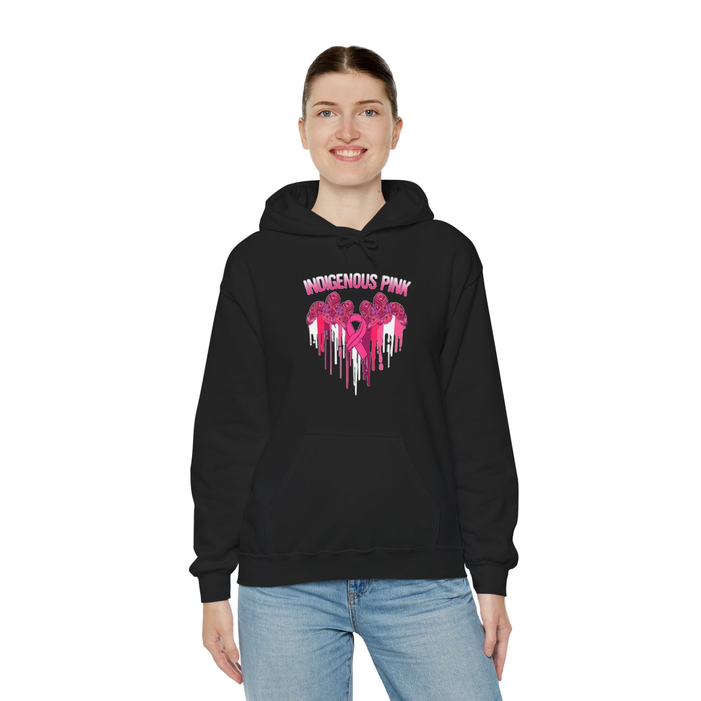 Indigenous Pink Unisex Heavy Blend™ Hooded Sweatshirt, Streetwear Hoodie, Casual Pullover, Gift for Her, Trendy Winter Clothing, Fashionable Layer