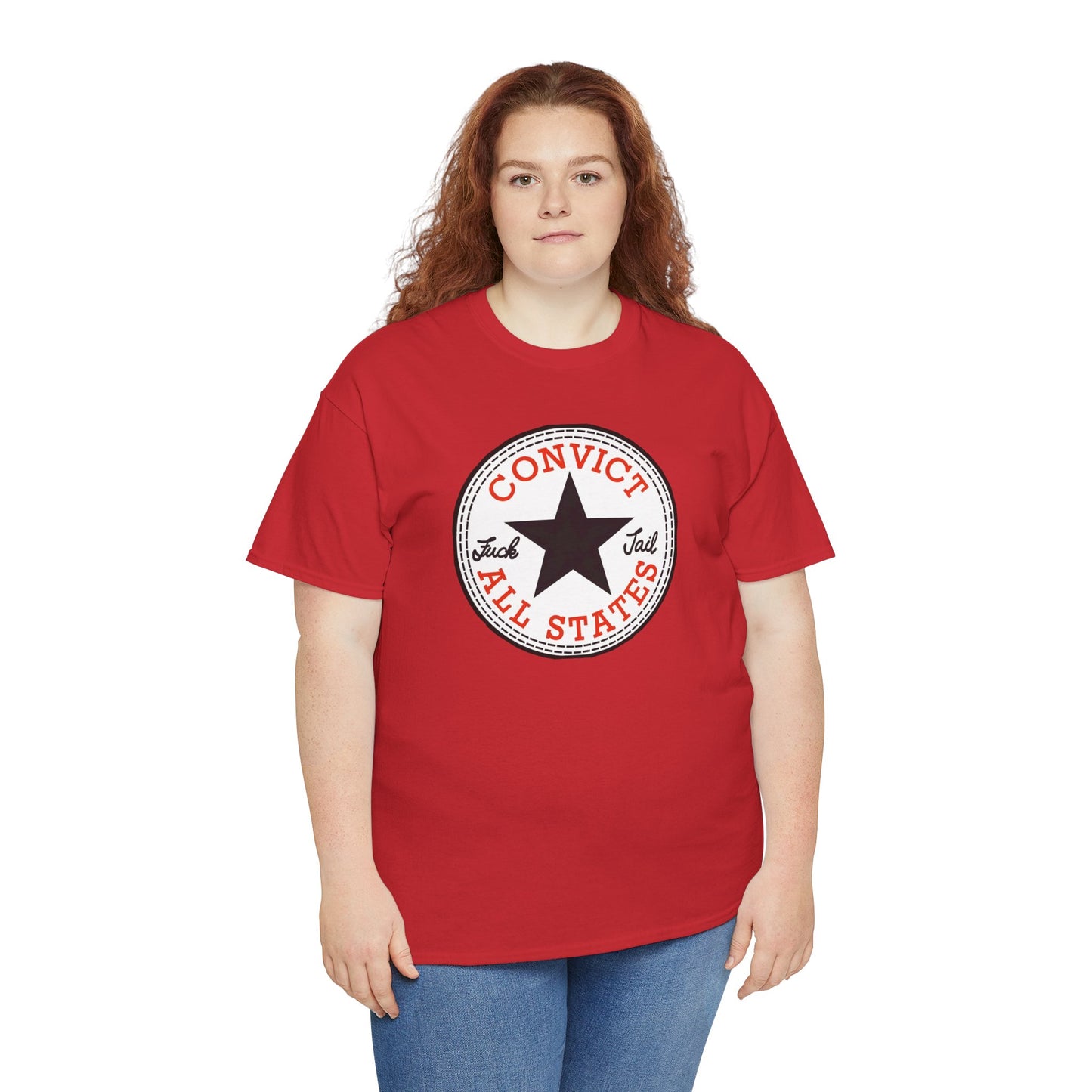 Convict All States Unisex Heavy Cotton Tee - Casualwear, Street Style, Gift for Him/Her, Retro Vintage Shirt, Fun Graphic Tee