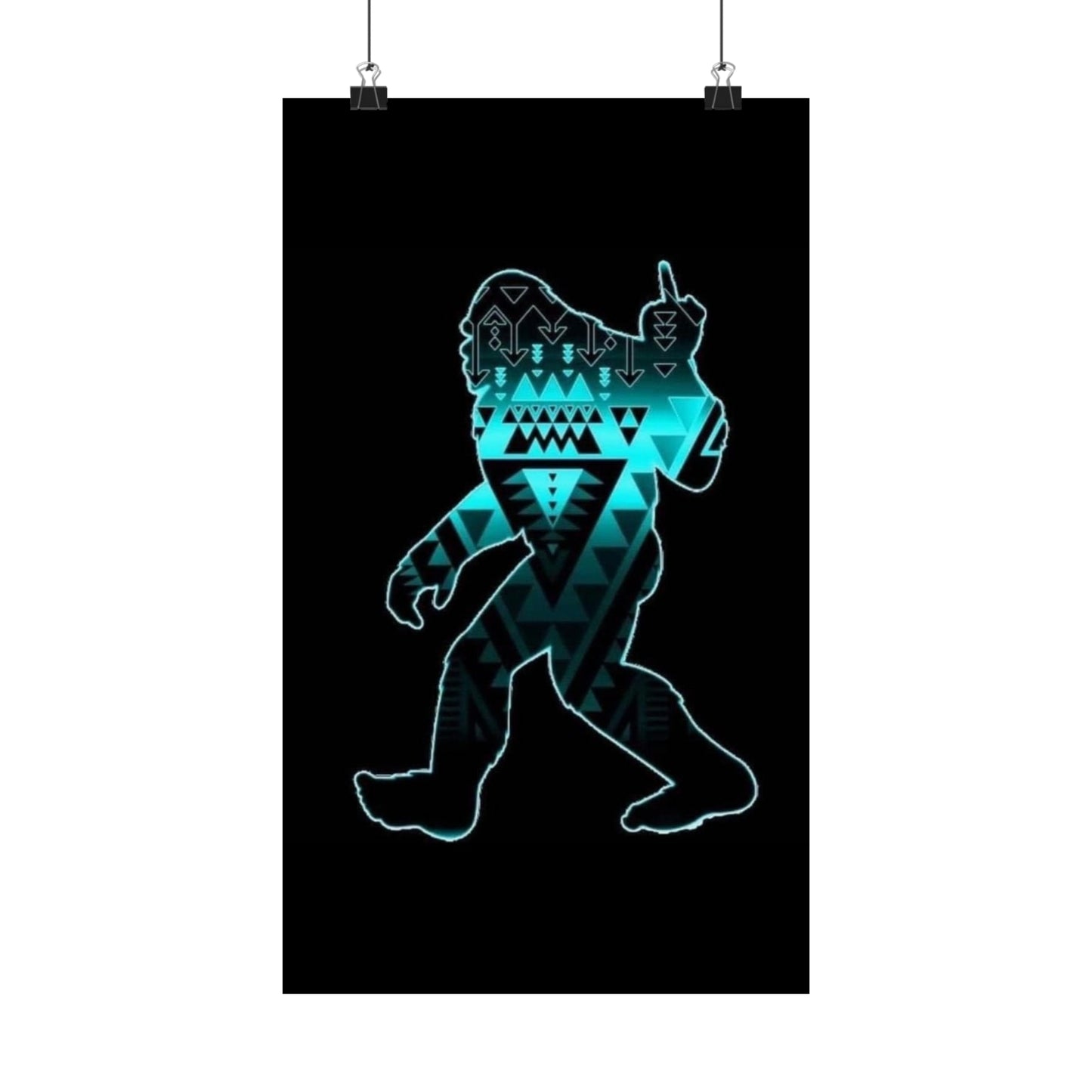 Sasquatch flipping the bird Matte Vertical Posters