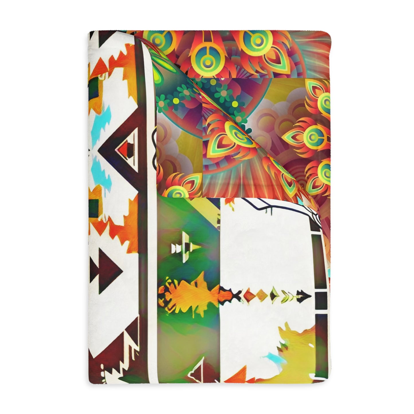Buffalo skull/Colorful print Velveteen Microfiber Blanket (Two-sided print)