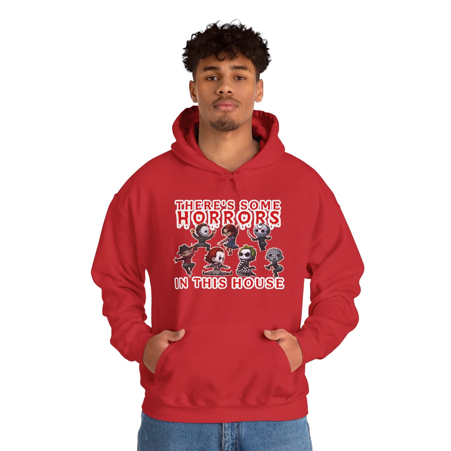 There's some horrors in this house Unisex Hoodie: Perfect for Fans of Spooky Vibes, Halloween, and Cozy Nights, Gifts for Horror Lovers, Fun Apparel