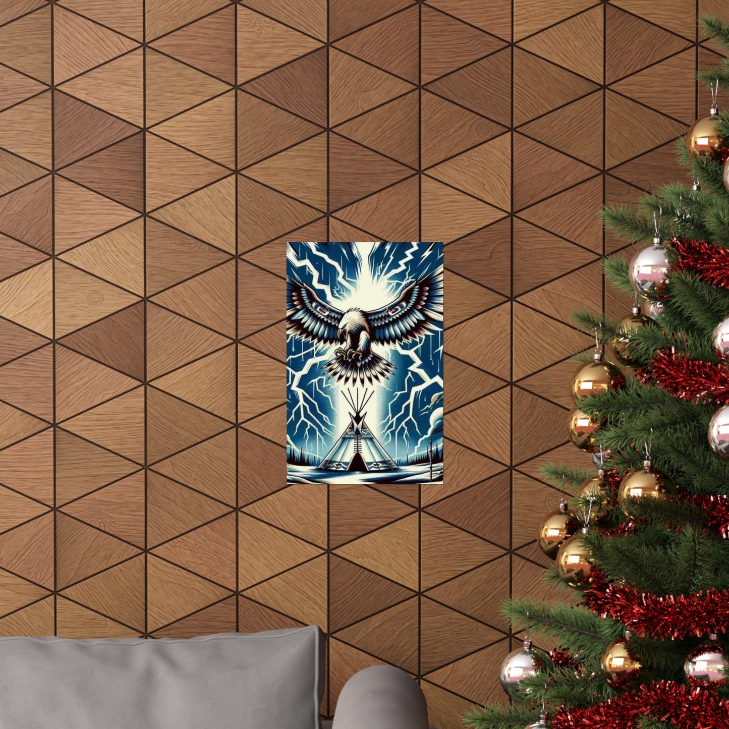 Eagle over teepee Matte Vertical Posters
