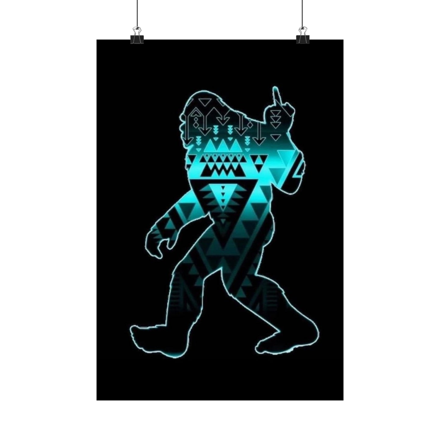 Sasquatch flipping the bird Matte Vertical Posters