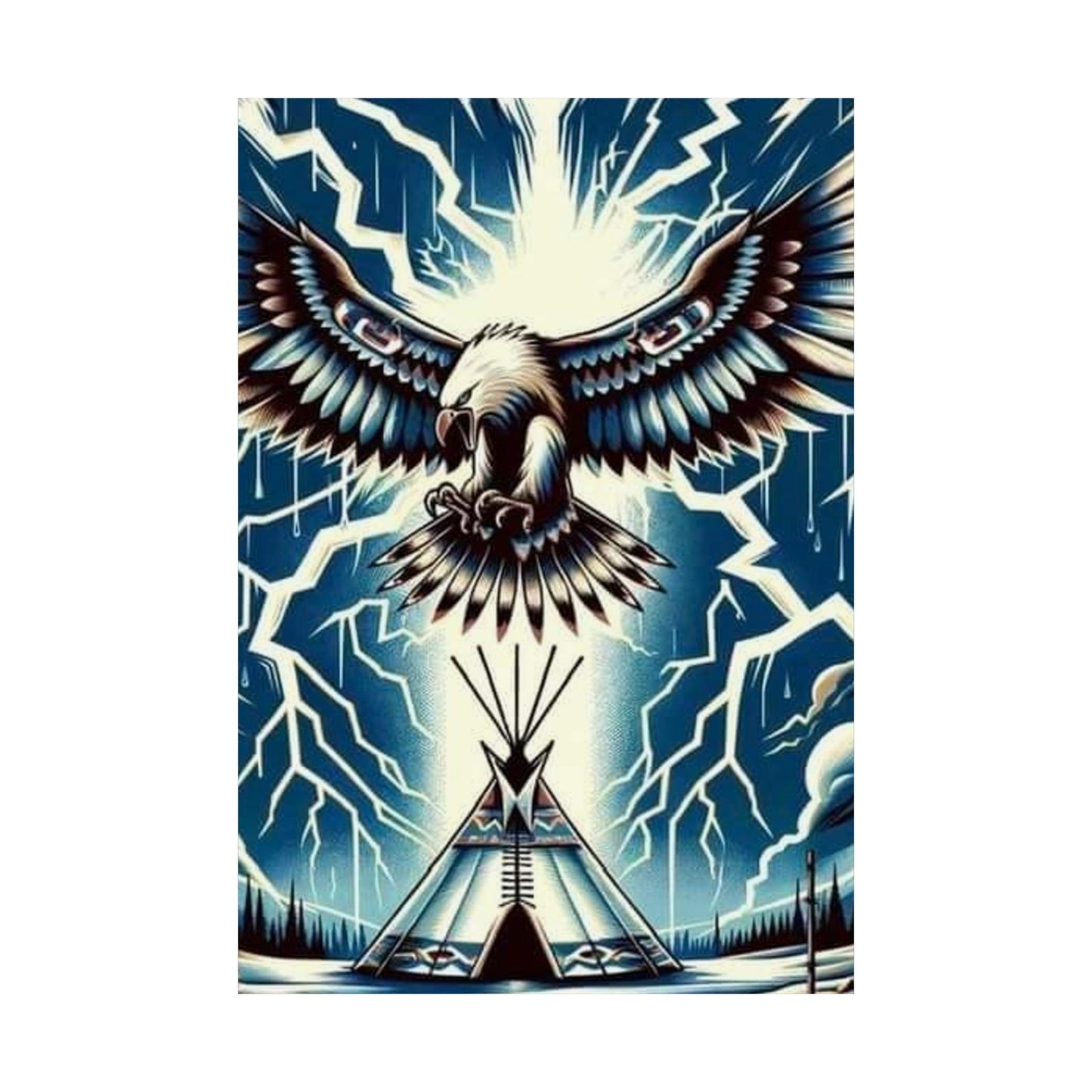 Eagle over teepee Matte Vertical Posters