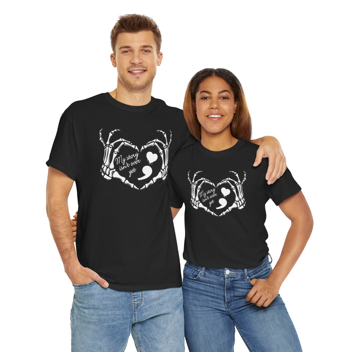 My story isn't over yet Unisex Heavy Cotton Tee | Suicide Awareness, Casual, Streetwear, Emo Fashion, Unique Graphic Tee,