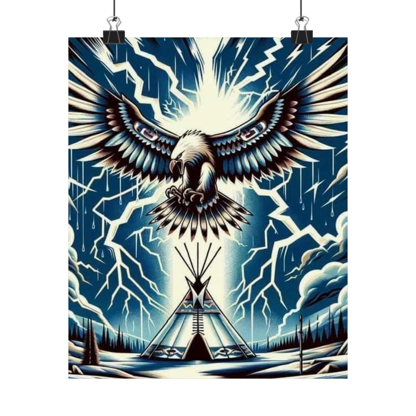 Eagle over teepee Matte Vertical Posters