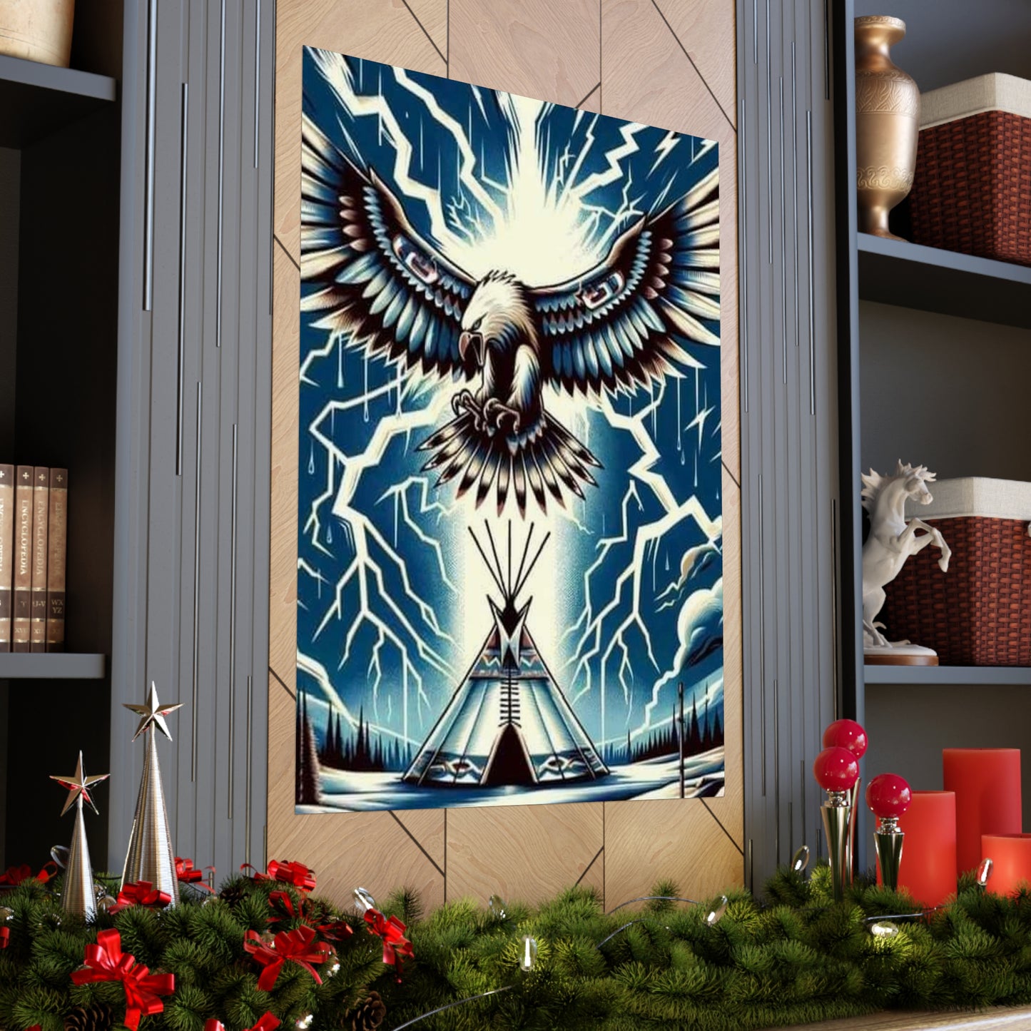 Eagle over teepee Matte Vertical Posters