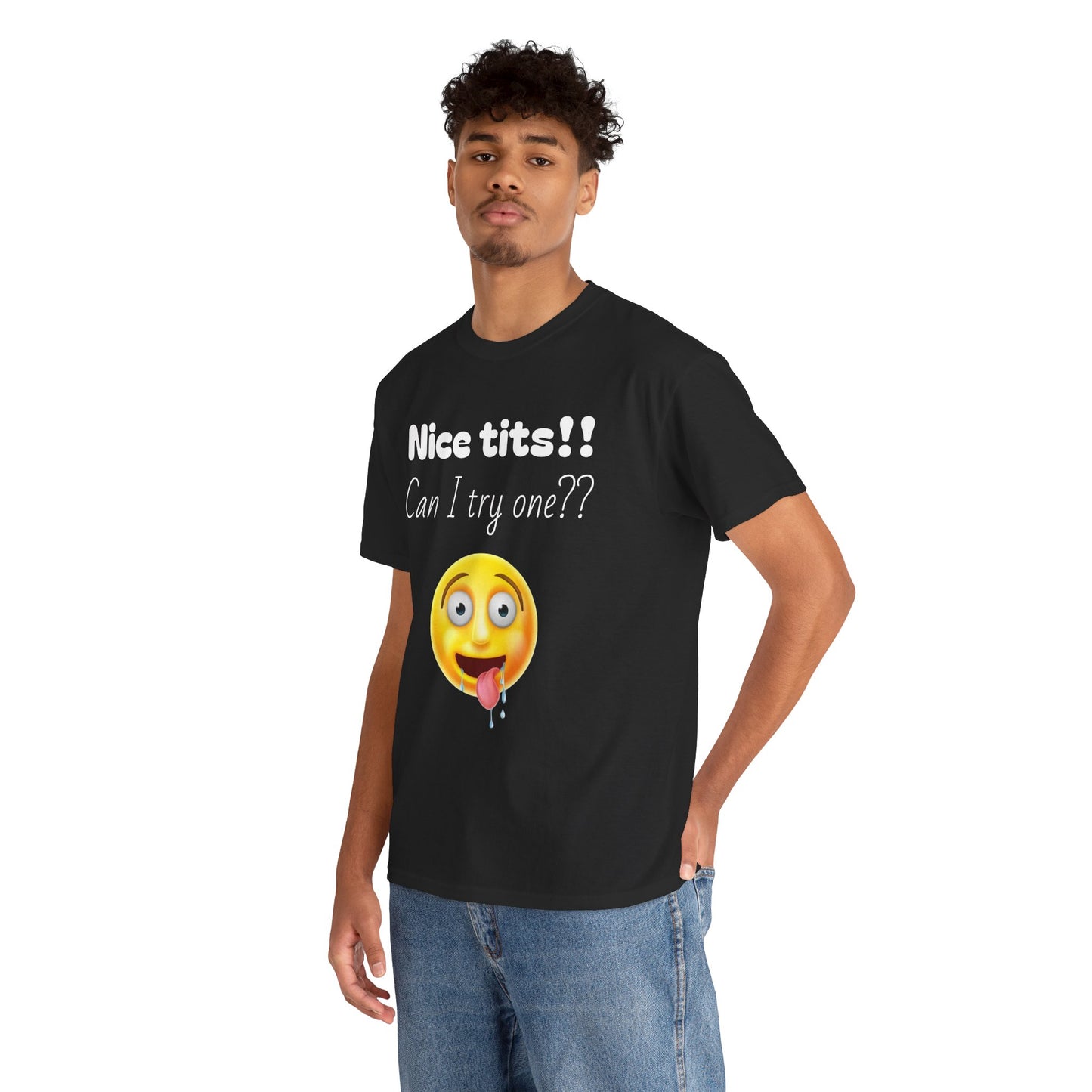 Funny Unisex Heavy Cotton Tee - "Nice Tits!! Can I Try One??"