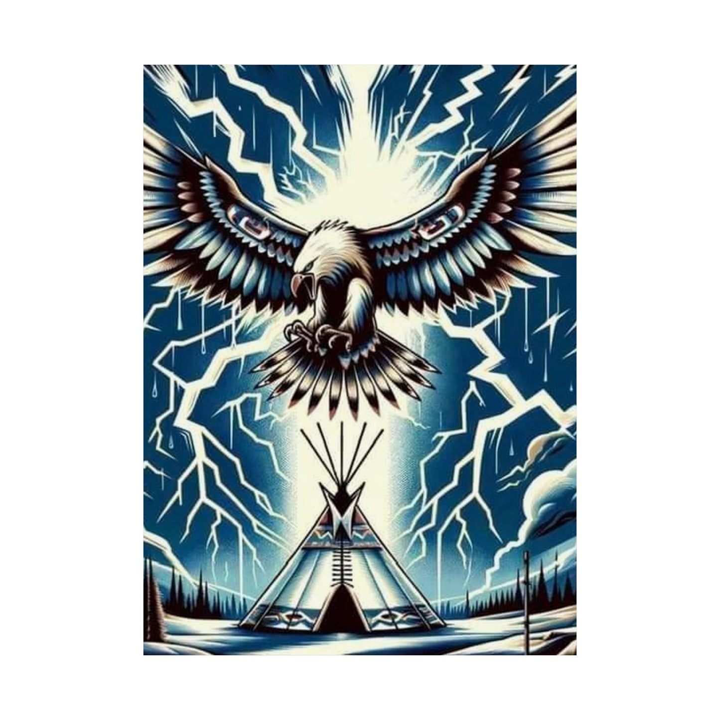 Eagle over teepee Matte Vertical Posters