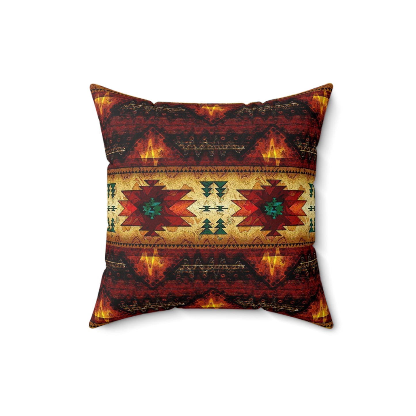 Spun indigenous print Polyester Square Pillow