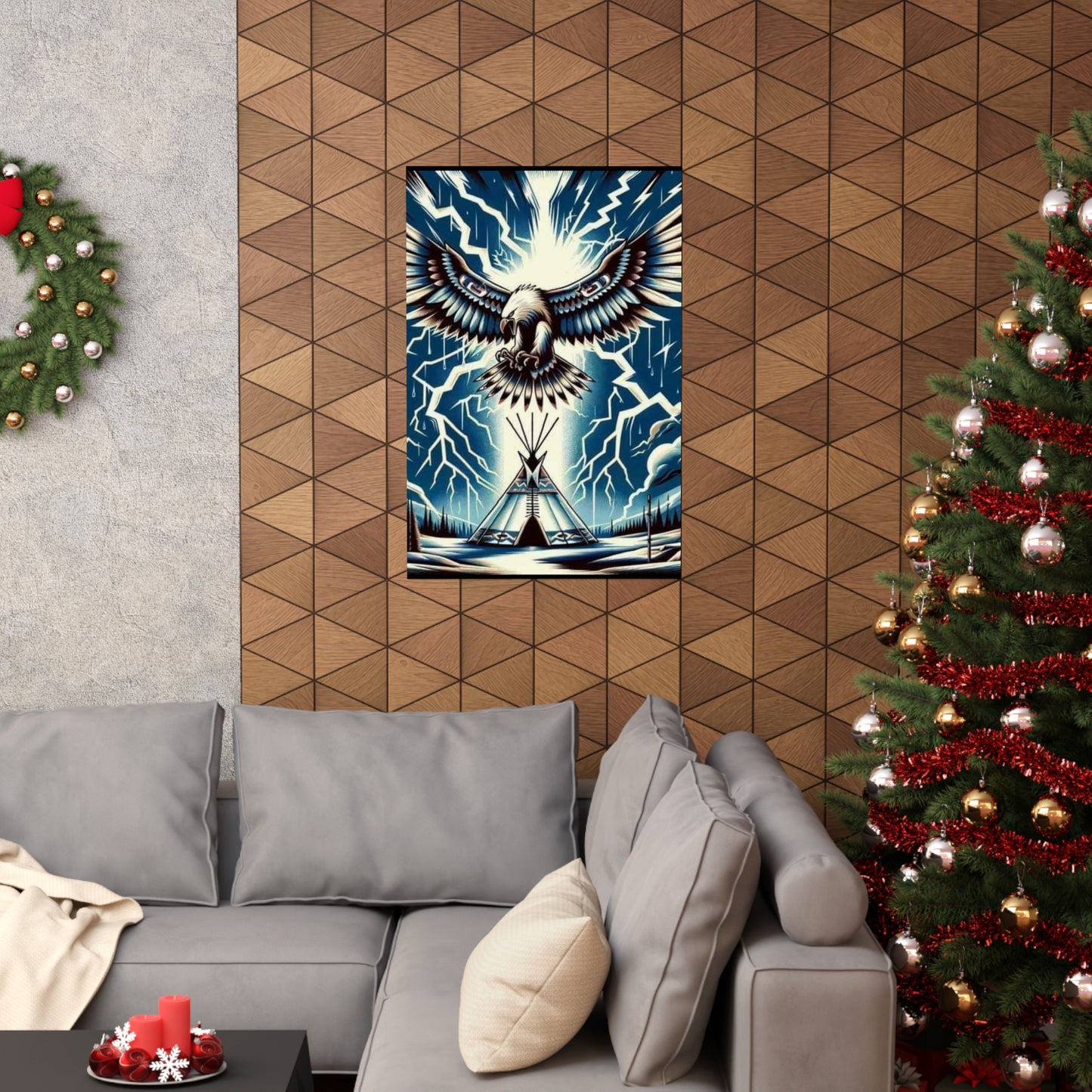 Eagle over teepee Matte Vertical Posters