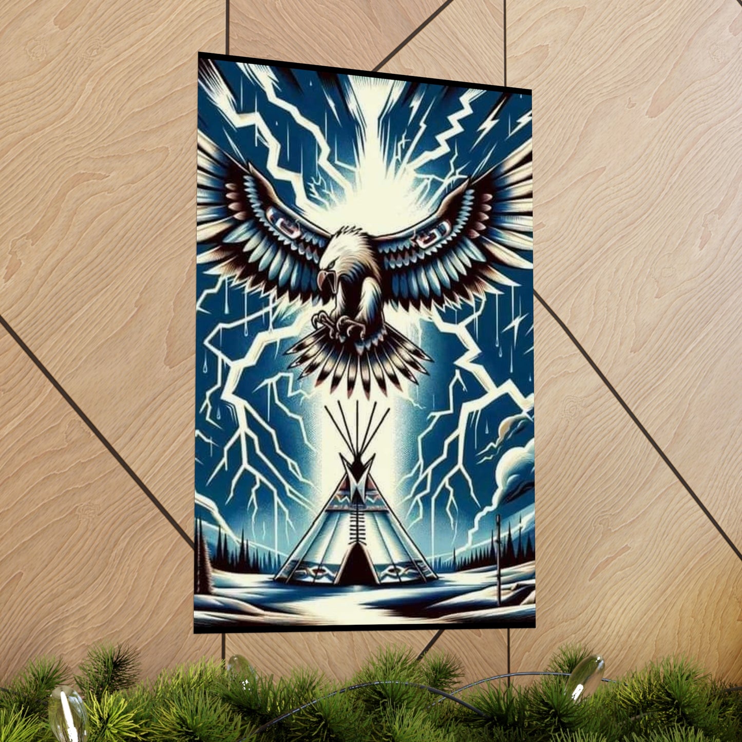 Eagle over teepee Matte Vertical Posters