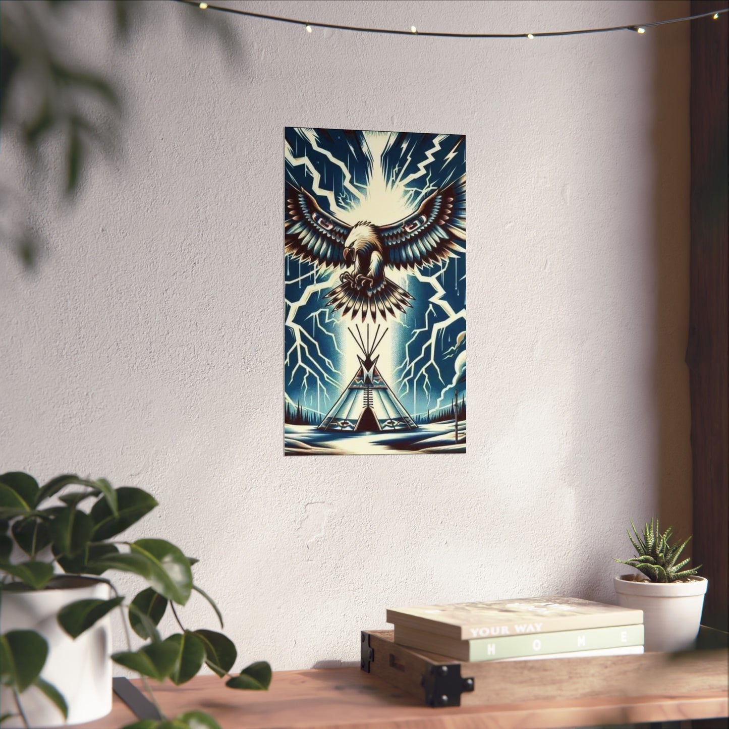 Eagle over teepee Matte Vertical Posters