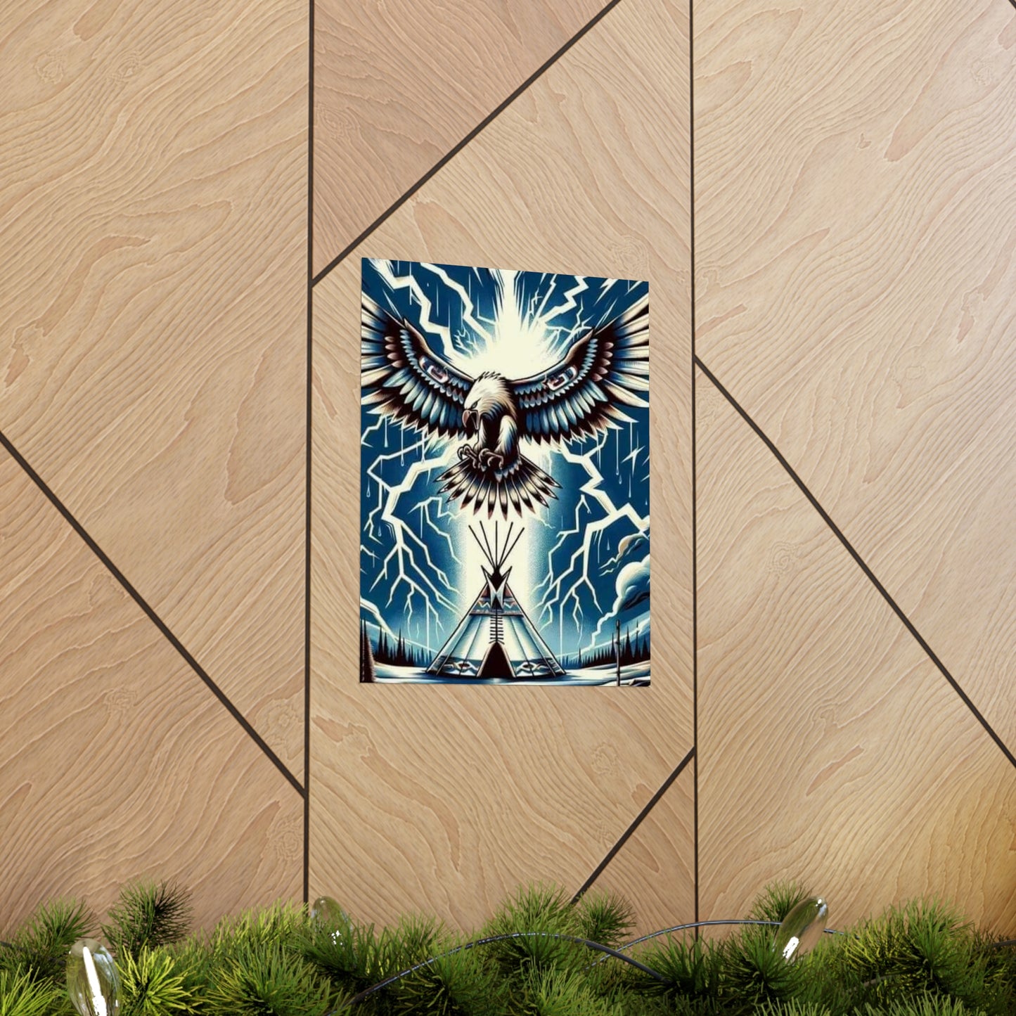 Eagle over teepee Matte Vertical Posters