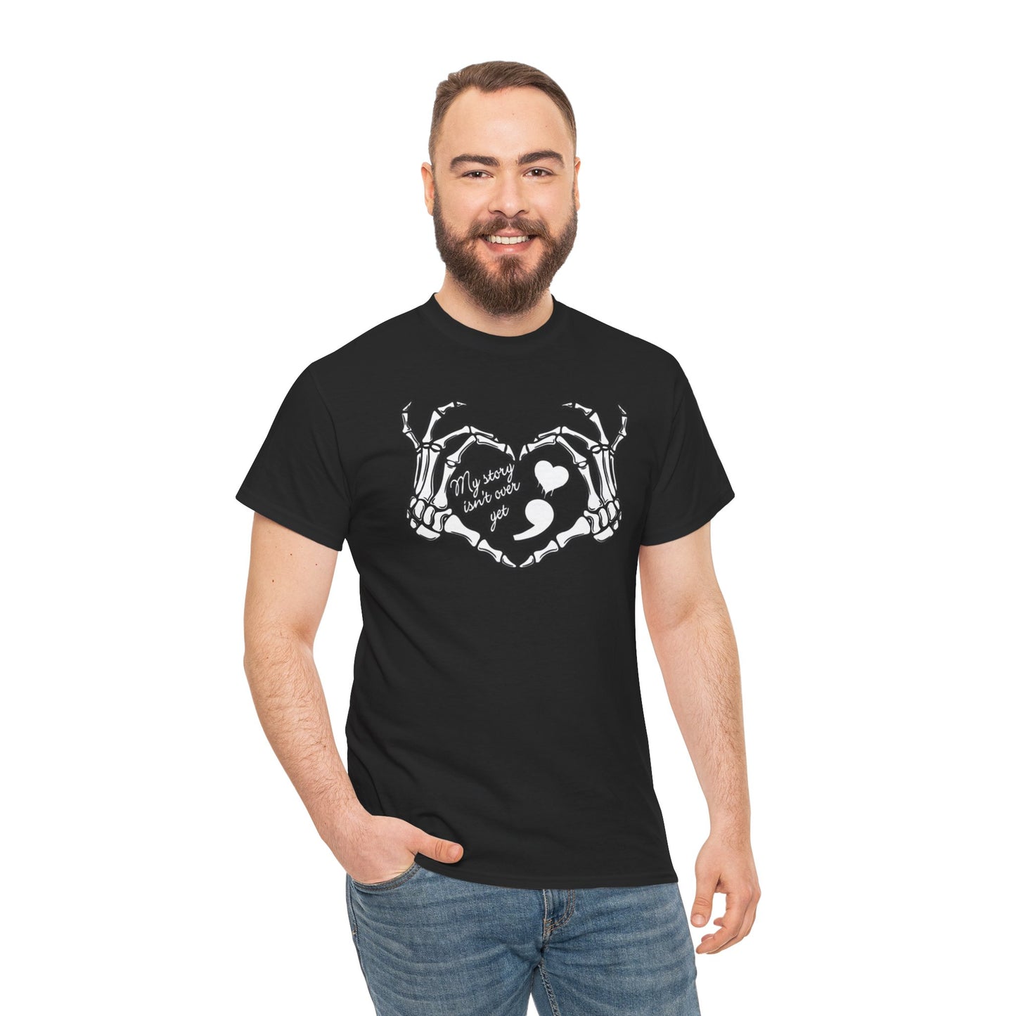 My story isn't over yet Unisex Heavy Cotton Tee | Suicide Awareness, Casual, Streetwear, Emo Fashion, Unique Graphic Tee,